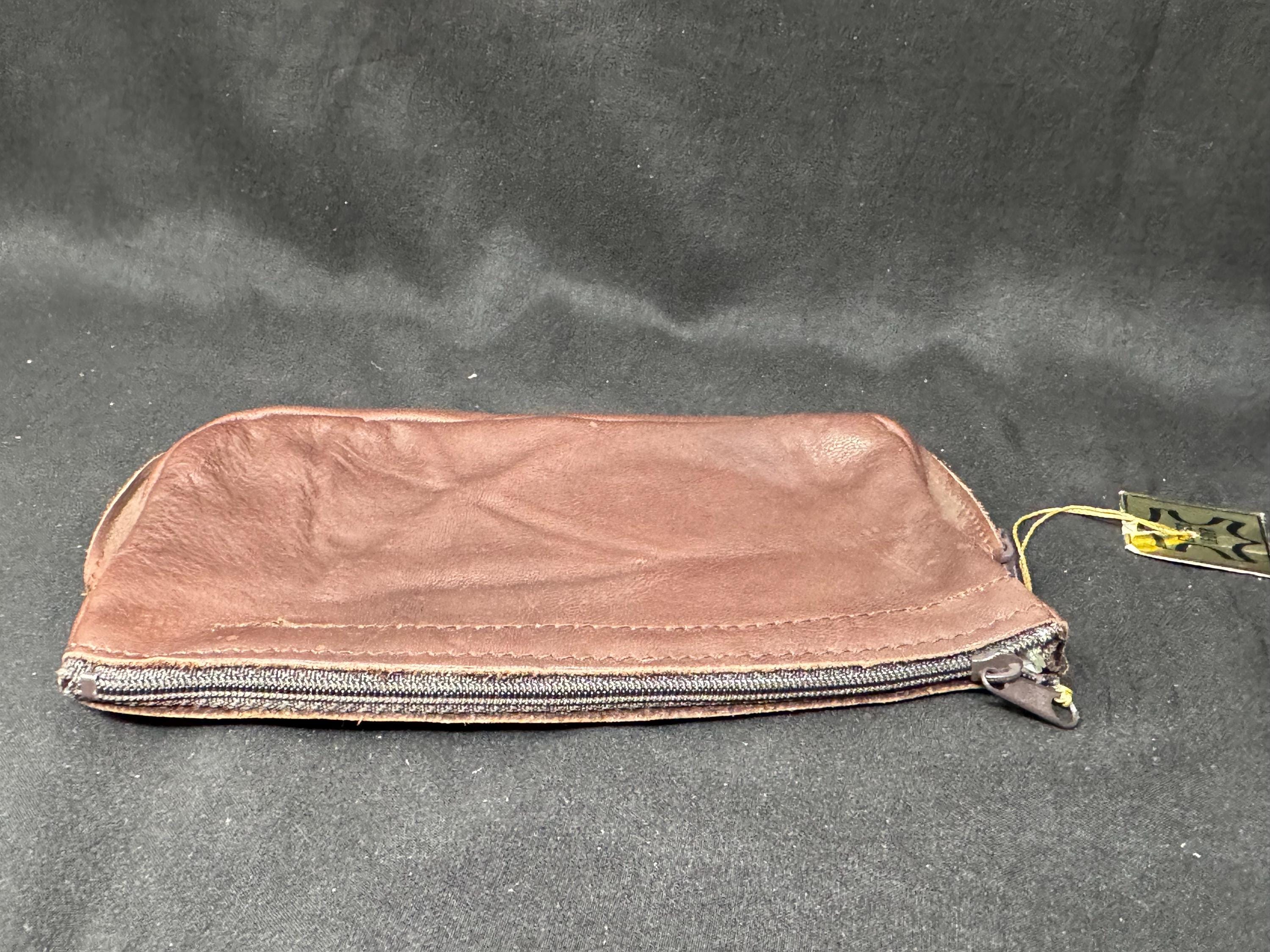 Vintage German Leather Dual-Compartment Pipe Tobacco Pouch NOS 7