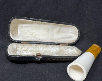 Smooth Meerschaum Cigar Holder - S. Yanik Style - with Antique Case. SKU-126