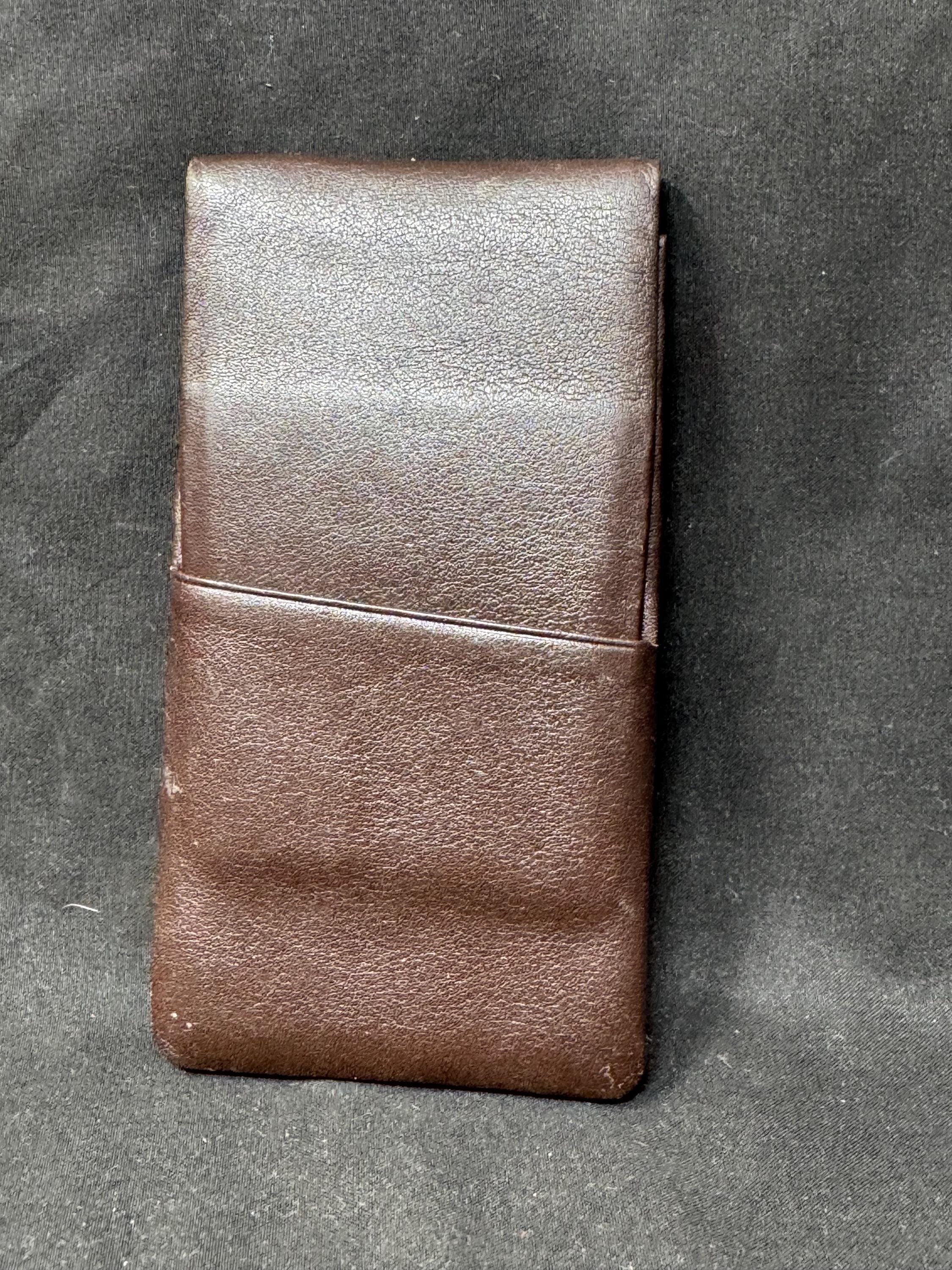 Vintage German Leather 3-Cigar Travel Case | Textured Light Coffee | Tabakgeschaft Estate 2