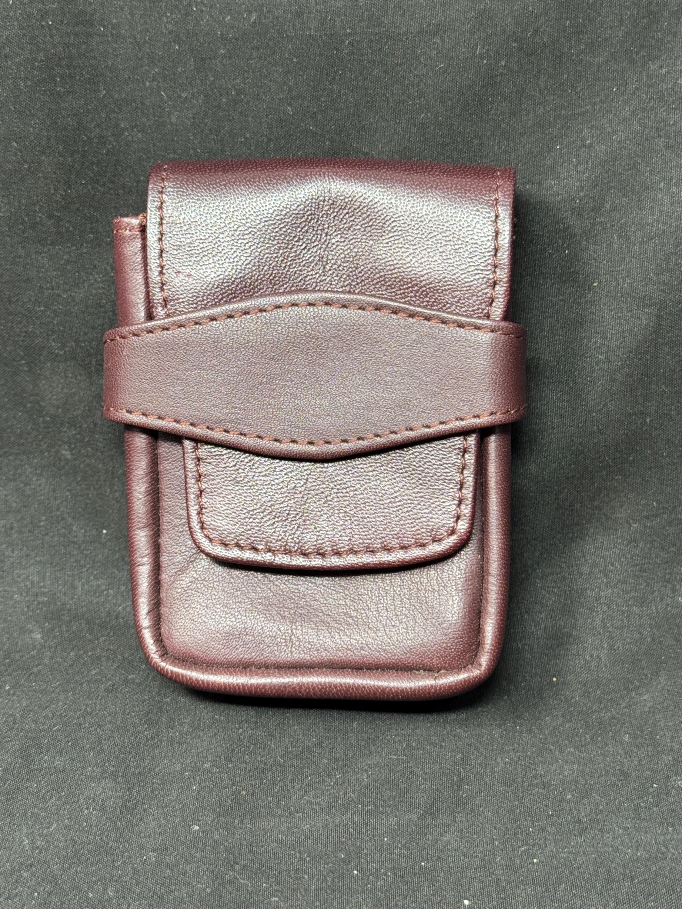 German Vintage Leather Cigarette Pack Holder - Natural Minimalist Strap Closure - NOS
