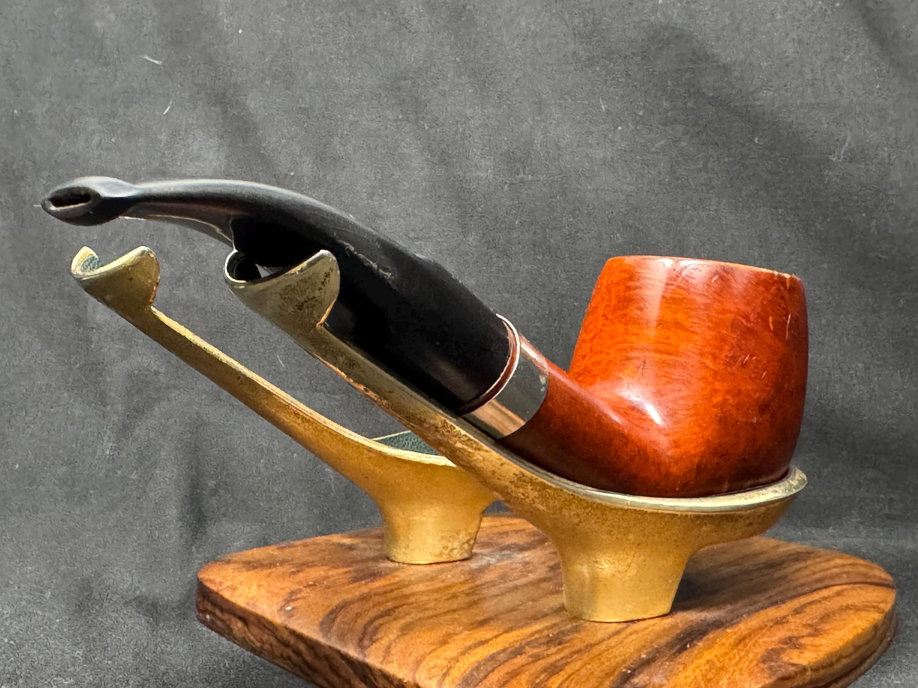 Lorenzo Prato 8737 Bent Billiard | Orange Smooth 9mm Filter Fishtail Metal Stem 8