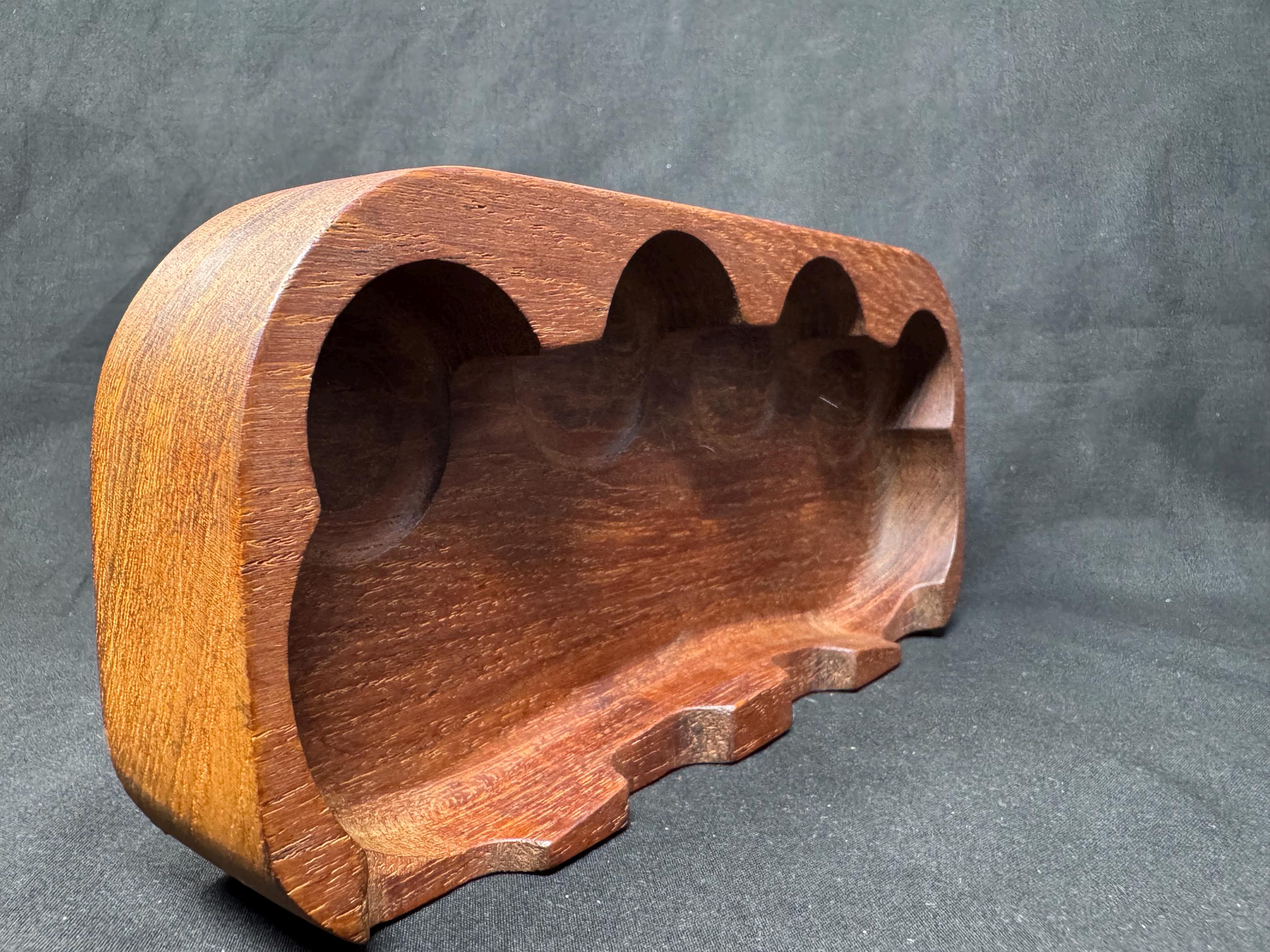 Horizontal Pipe Cradle | Solid Wood 4-Pipe Stand | Natural Red Grain Finish | SKU-346 8
