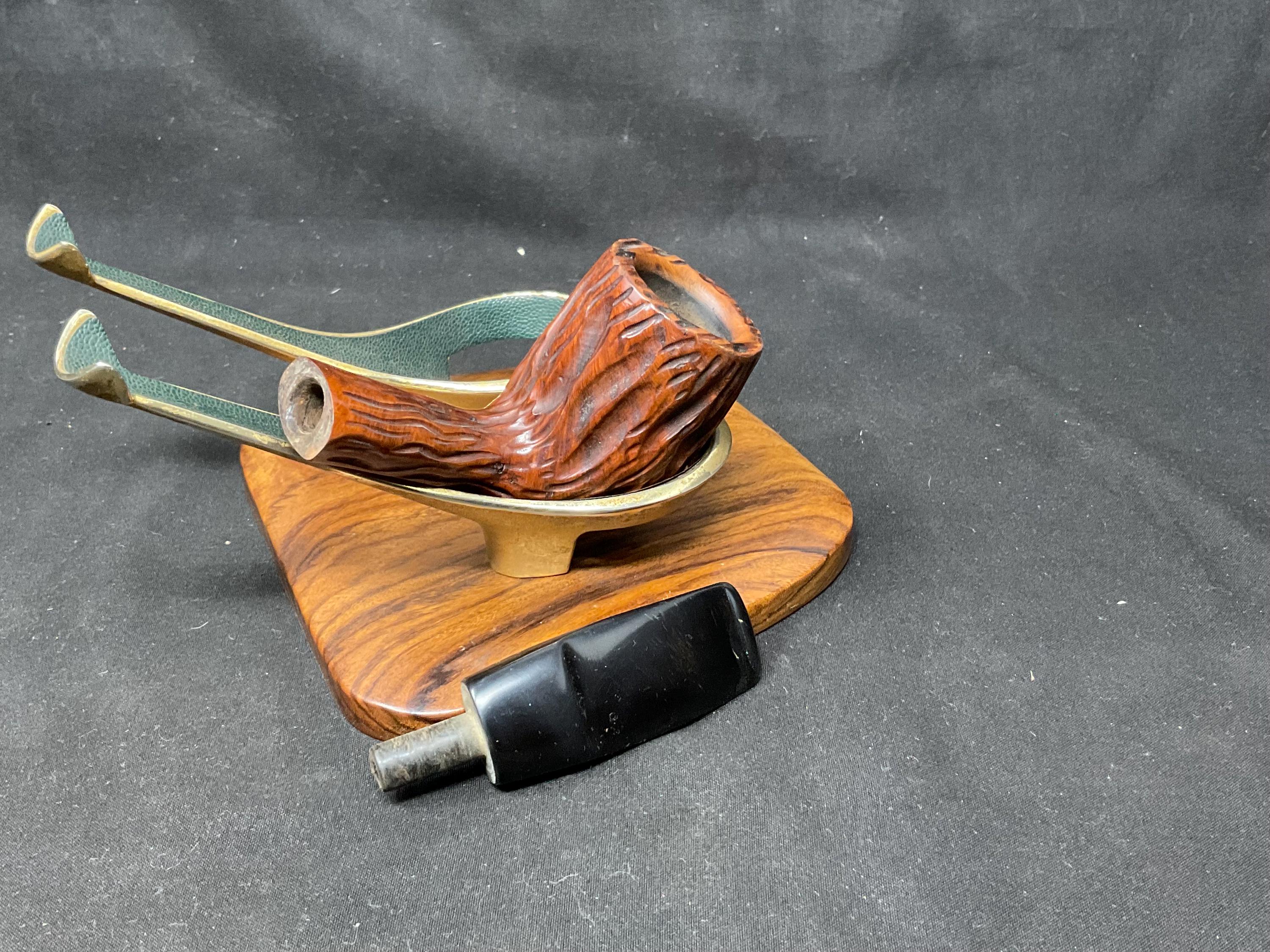 EGRA Hilson Line 680 Rusticated Panel Billiard Vulcanite Saddle Stem Belgian 7