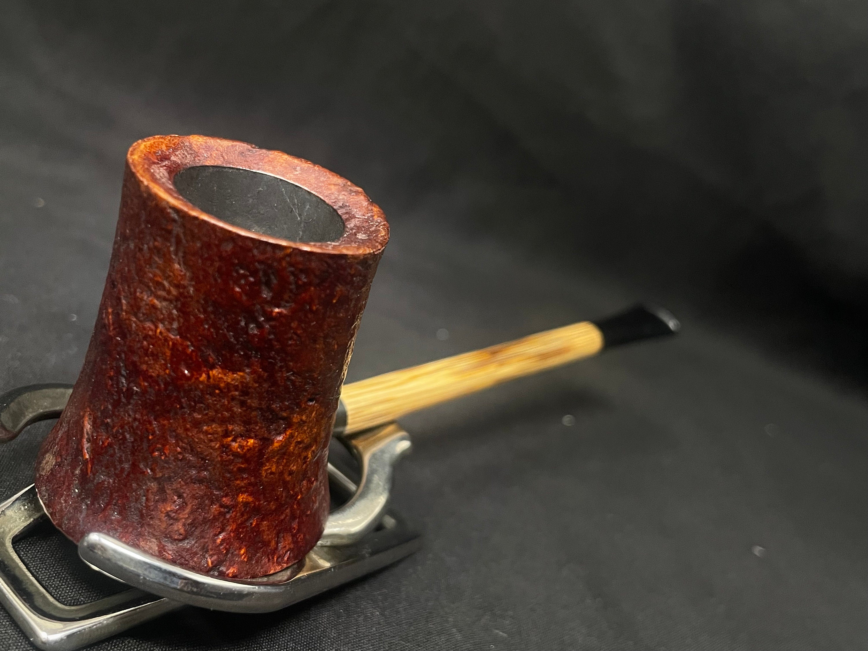 Handmade Sandblast Volcano Briar Pipe with Bamboo Shank - Unsmoked Estate 5