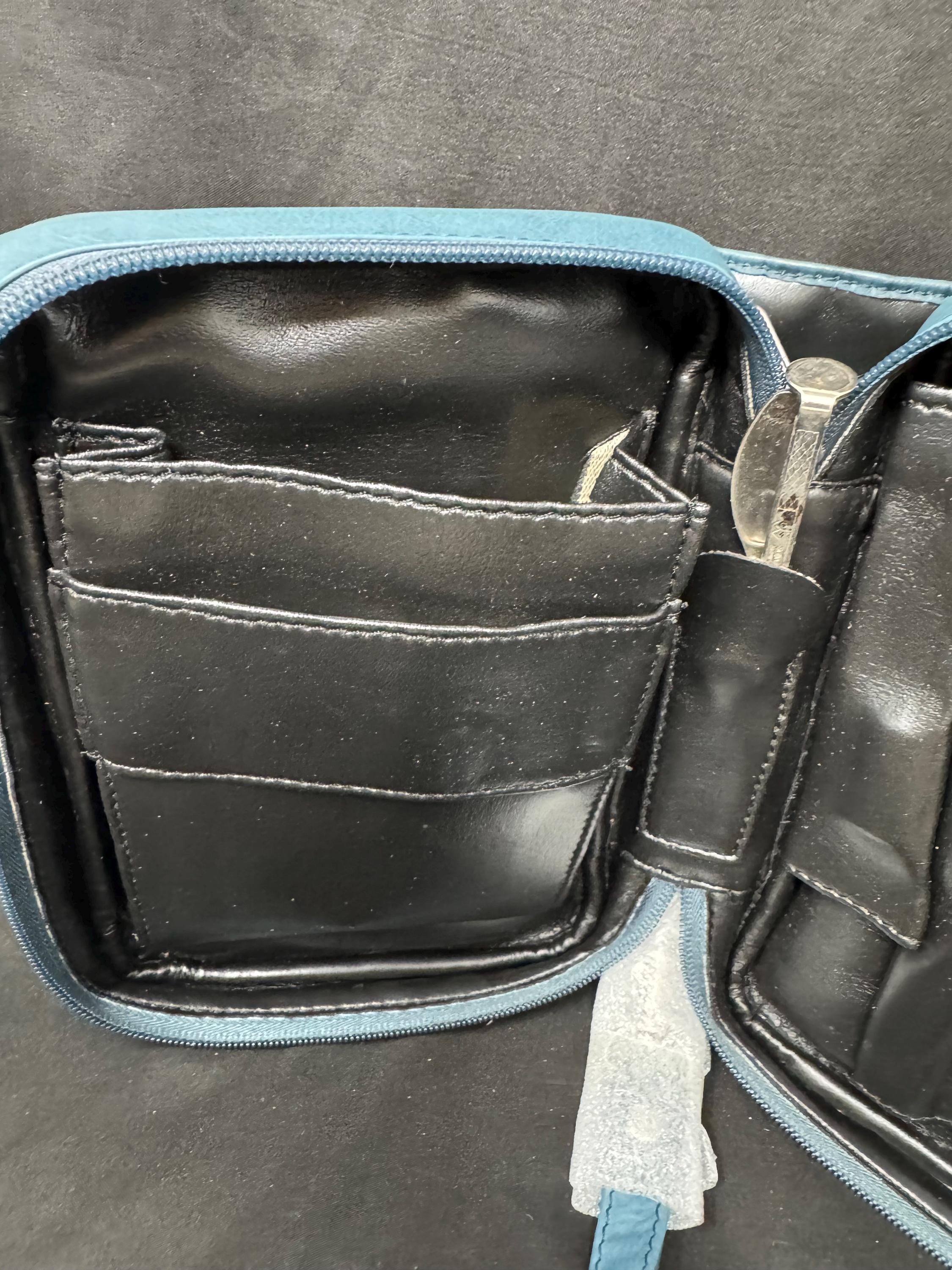 German Blue Leather 4-Pipe Organizer Bag, 8x6x2 inches | Tobacco & Tool Storage Case 9