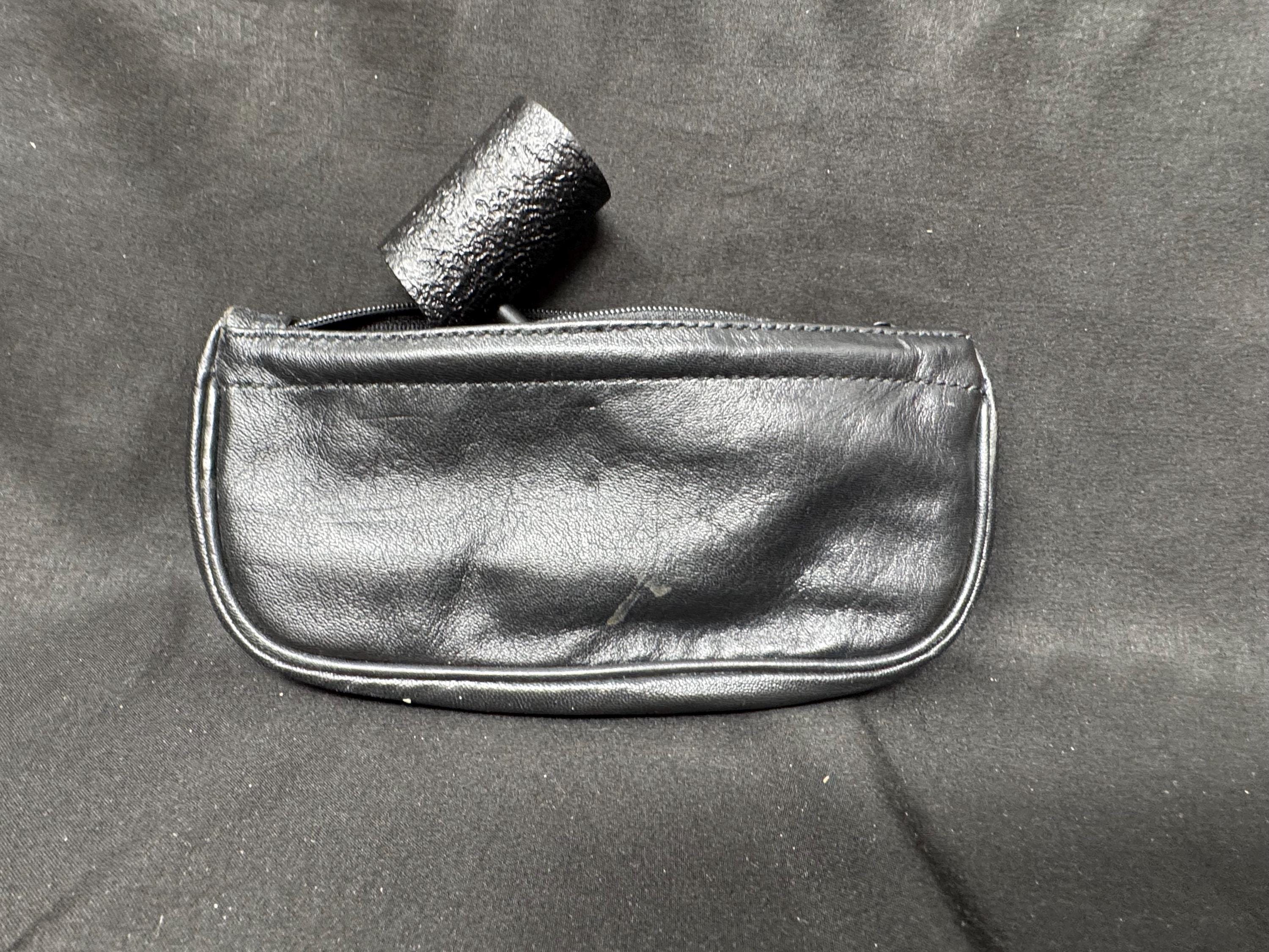 Vintage German Leather Minimalist Pouch - Slim Zippered Tobacco & EDC Case, Coffee 3