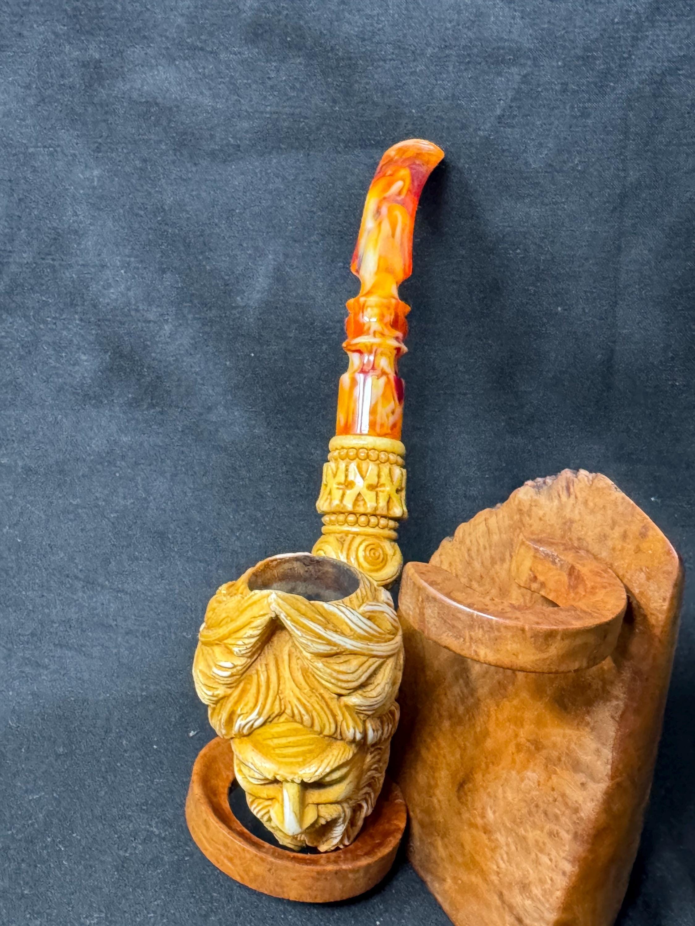 ALTAY Turkish Meerschaum Laughing Sultan Full Bent Lucite Stem 7