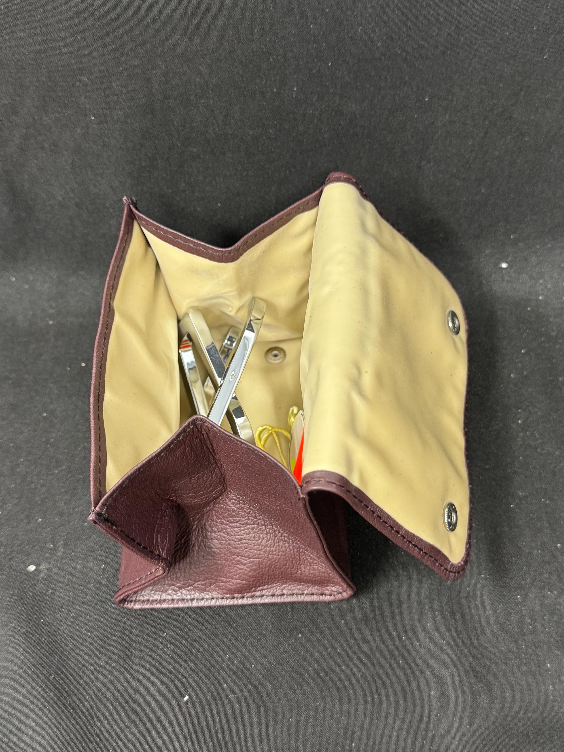 German Leather Expandable Tobacco Box Medical Rubber Lining 1960s-1980s 4