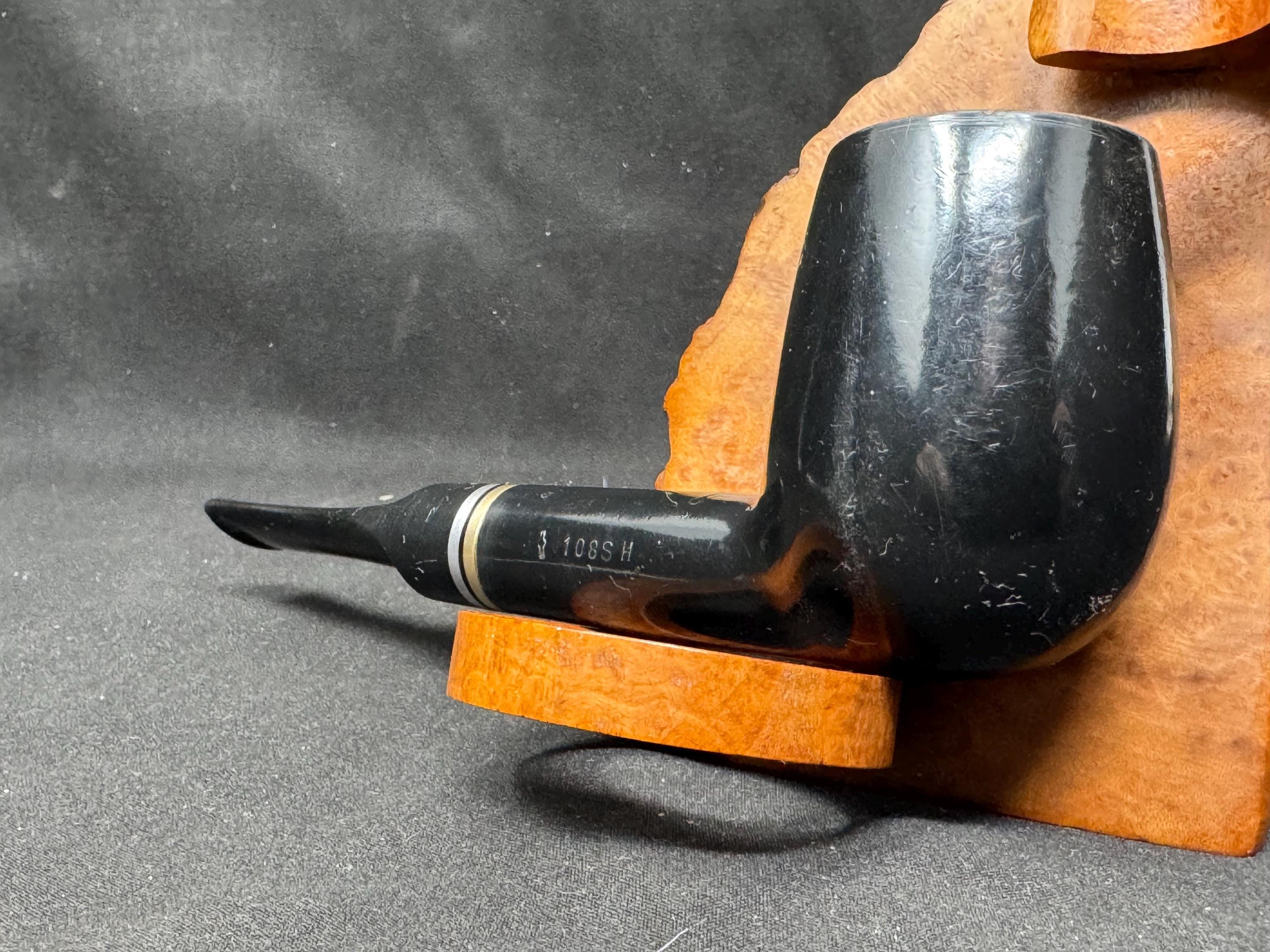 Big Ben Bi-Tone 108S-H Smooth Ebony Straight Billiard, Dutch Briar, Vulcanite Saddle Stem 6