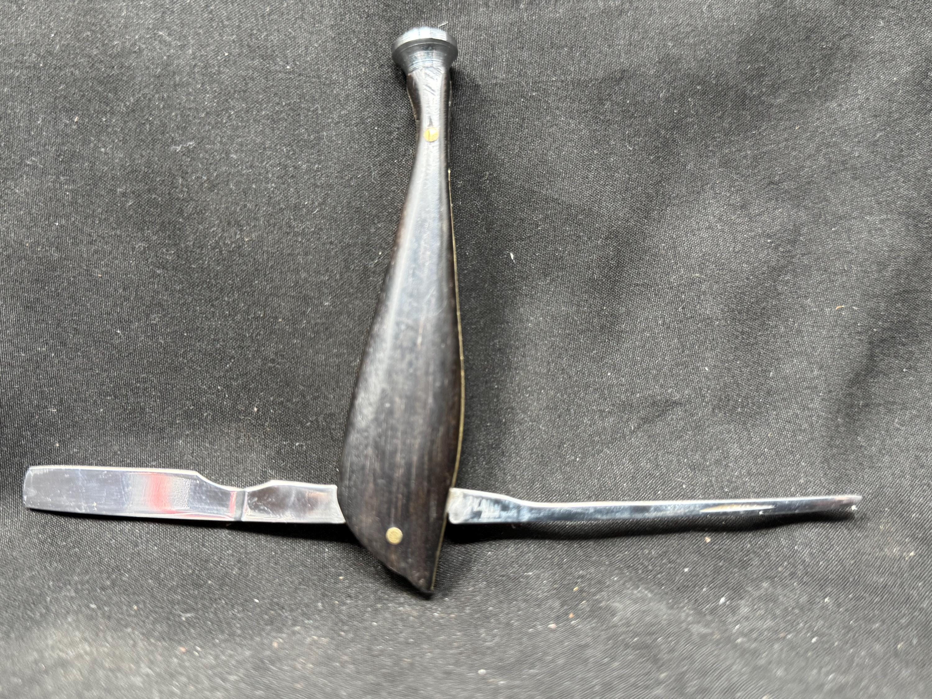 Vintage Modernist Three-in-One Pipe Tool | Black Acrylic | 4 inch Tamper Reamer