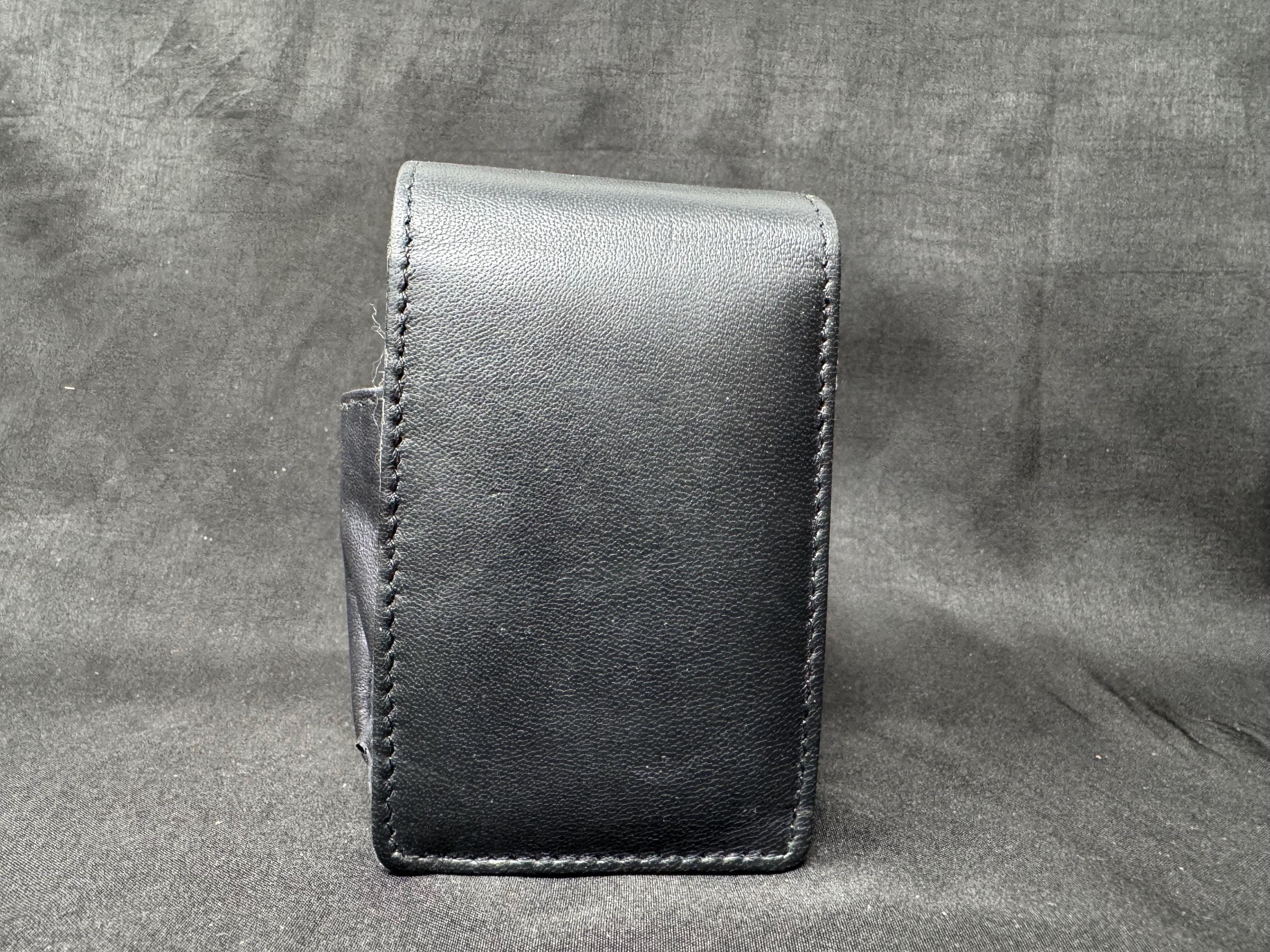 German Leather Cigarette Case with Brass Star and Lighter Pocket - NOS Mid-Century Tobacco Accessory 3