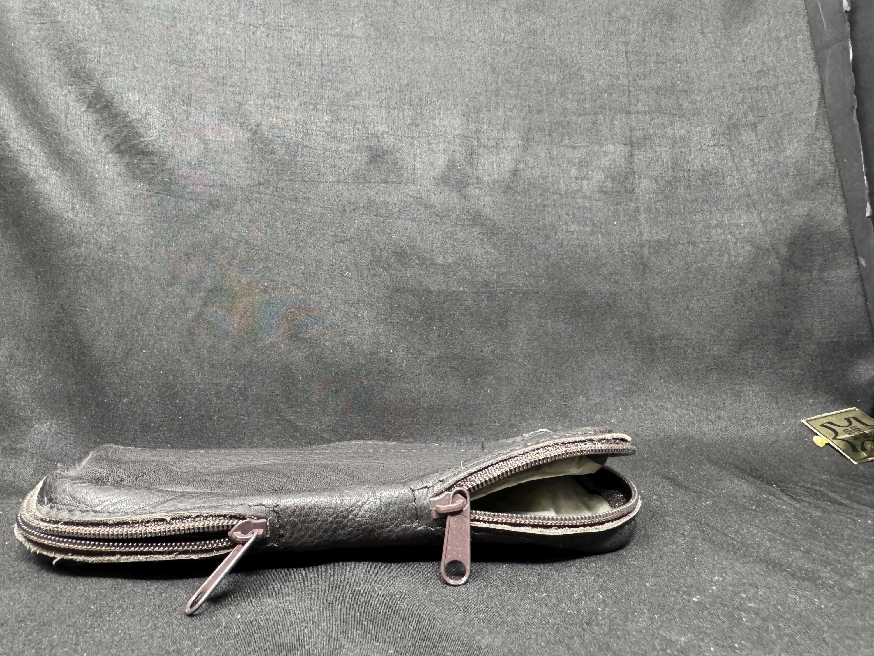 Vintage German Dual-Compartment Leather Pipe & Tobacco Pouch, NOS - 1970s-1990s 3