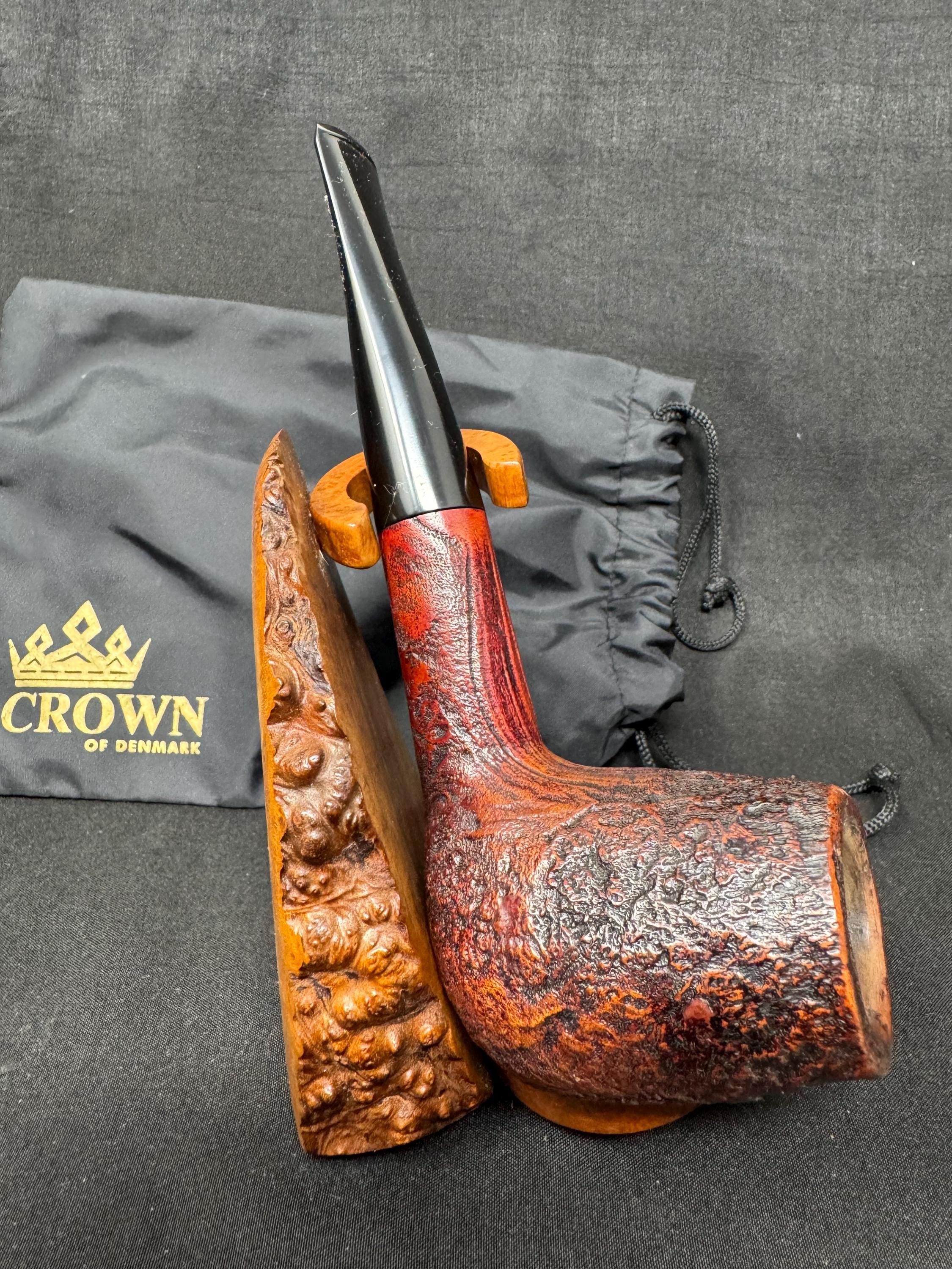 Rare W.Ø. Larsen Handmade Super Black Sandblasted Straight Billiard (Shape 40) – Large Chubby Shank, Danish Golden Era Estate Pipe.(SKU-264) 6