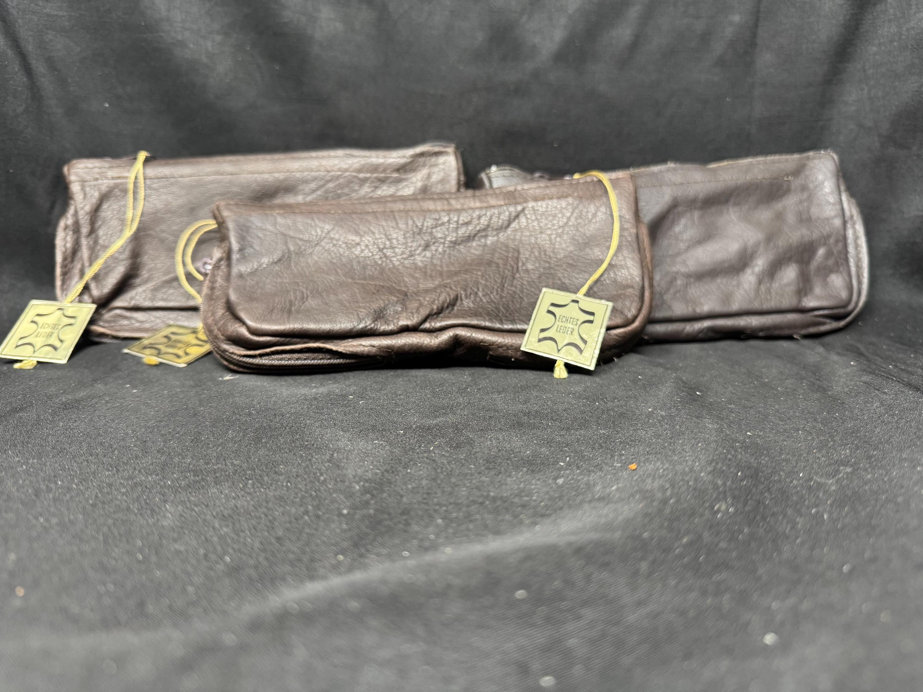 German Leather Dual-Compartment Pipe & Tobacco Pouch, Humidity-Lined, NOS Estate Accessory 8