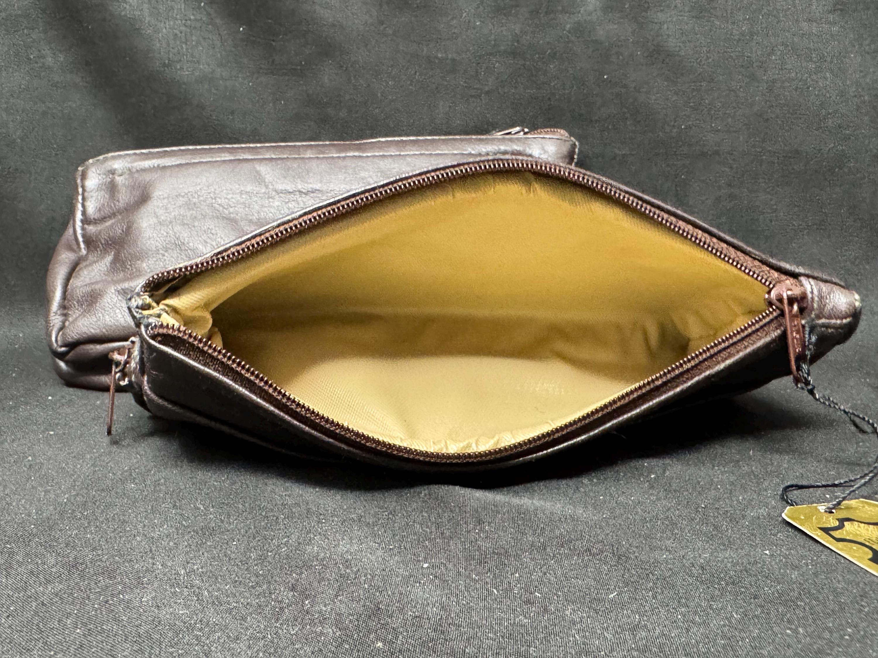 Vintage German Leather Dual-Compartment Pipe & Tobacco Pouch NOS, circa 1960s-1980s 4
