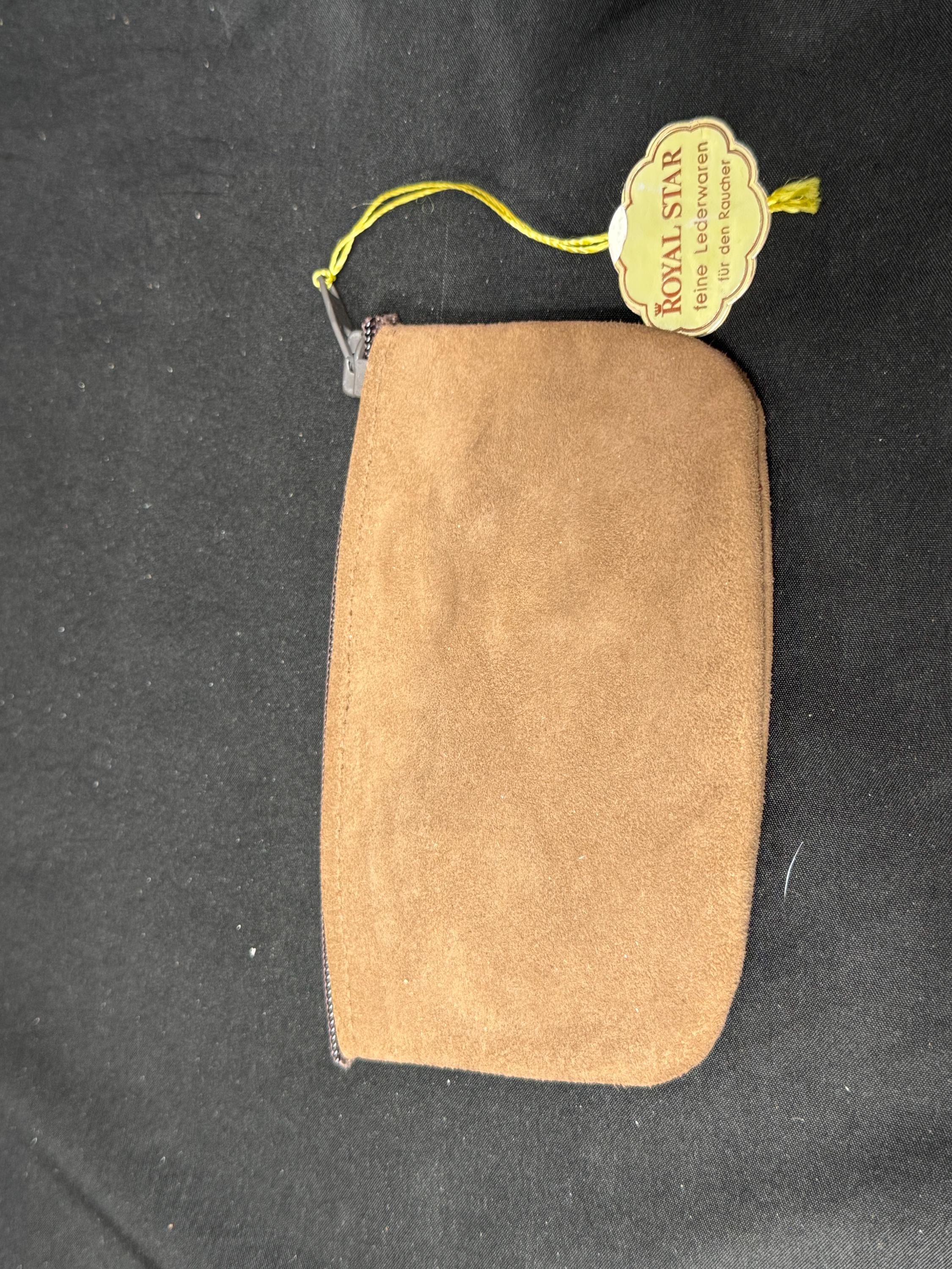 Vintage German Minimalist Leather Tobacco Pouch | Smooth Coffee Brown | Estate Tabakladen Stock 9