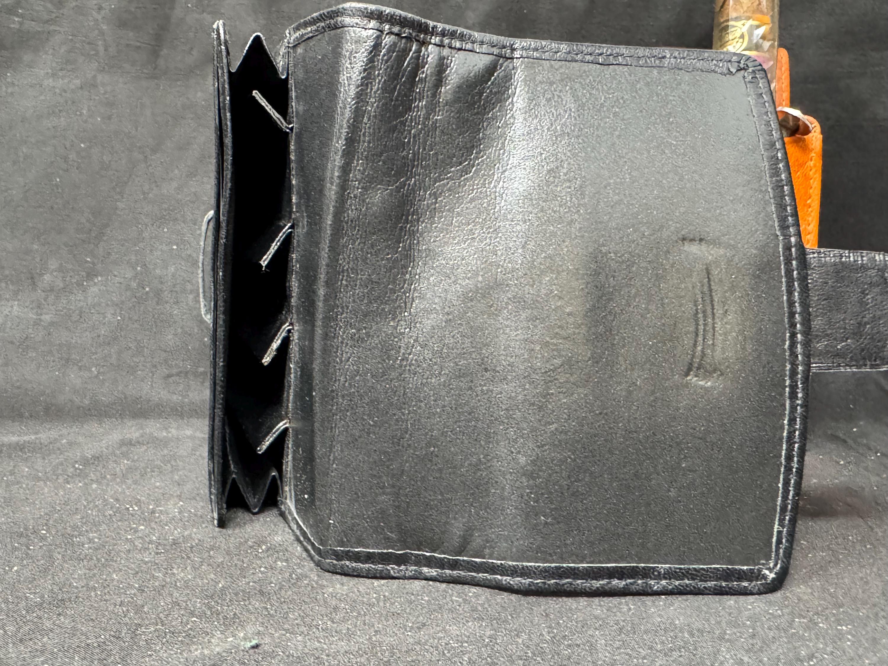 German Leather 5-Cigar Case, Soft Pocket Pouch, Minimalist Closure, NOS 10