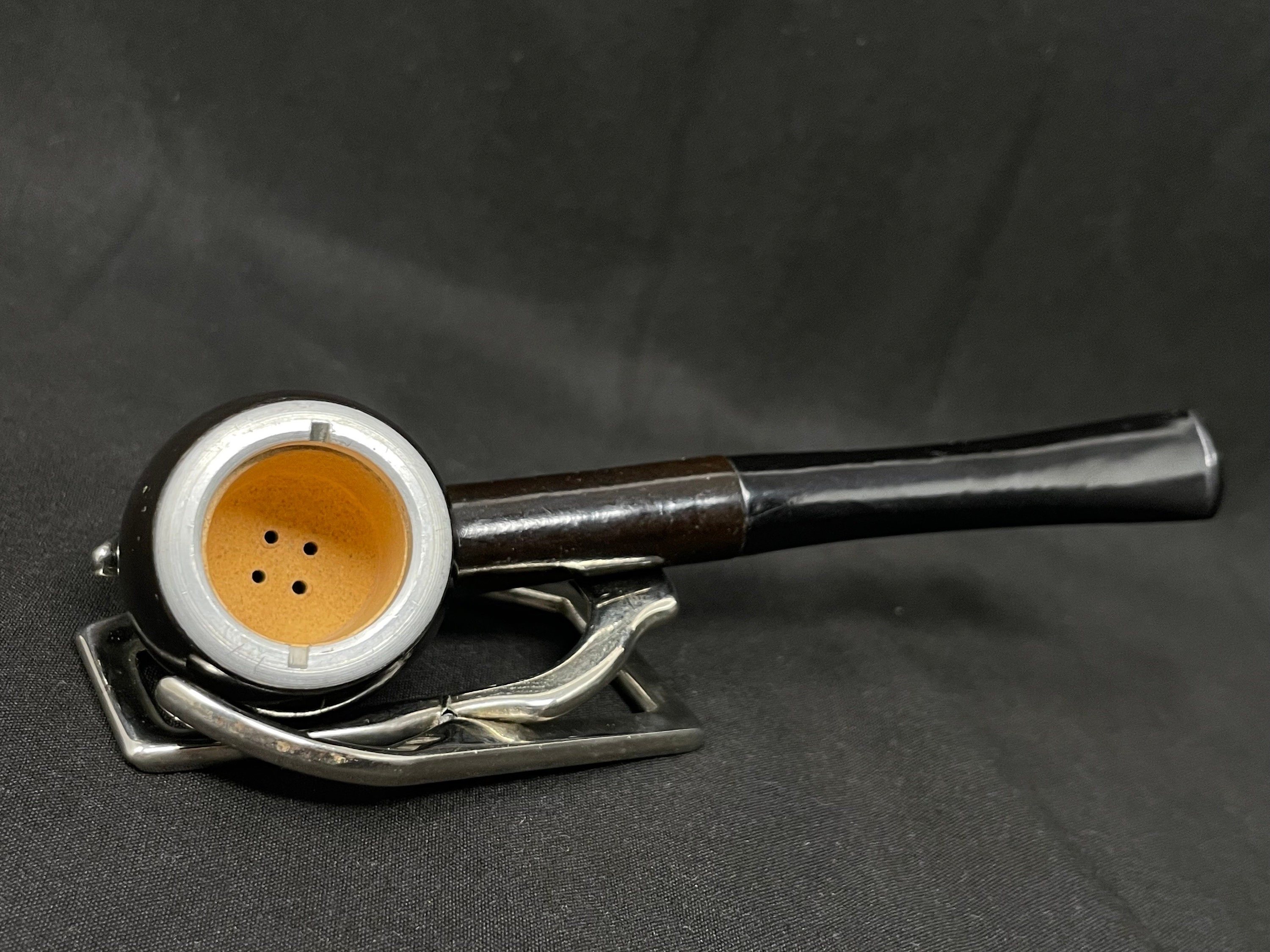 Nylon Smooth Straight Apple with Clay Bowl Insert and Metal Cap - Estate Pipe 3