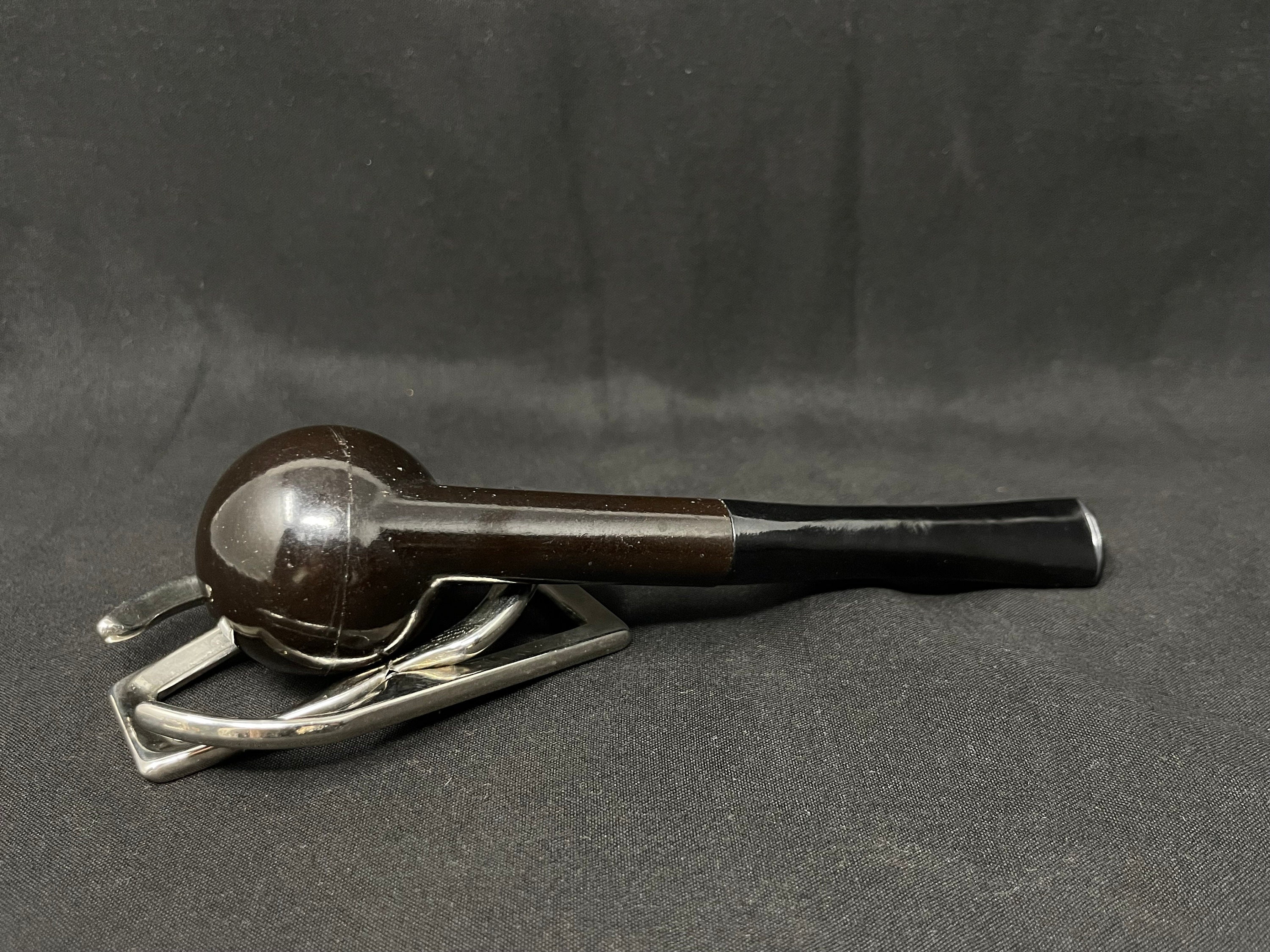 Nylon Smooth Straight Apple with Clay Bowl Insert and Metal Cap - Estate Pipe 4