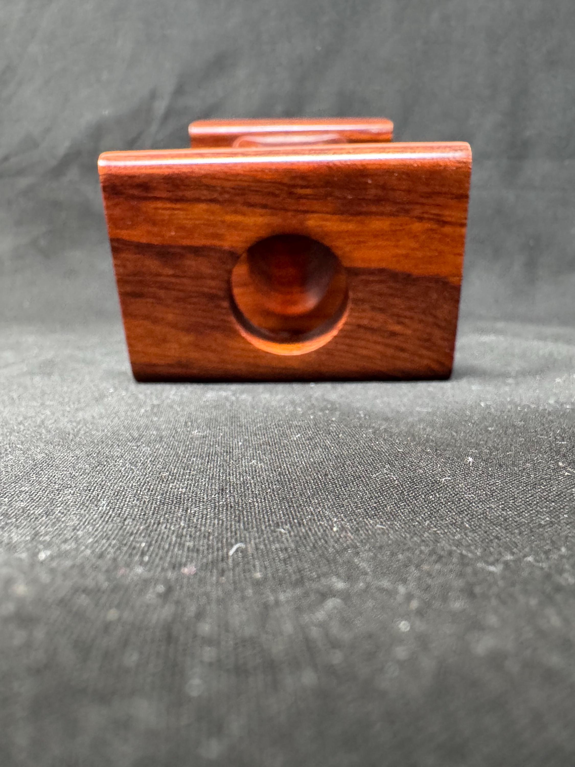 Mid-Century Modern Solitaire Pipe Stand | Mahogany & Glass NOS Display Rack 8