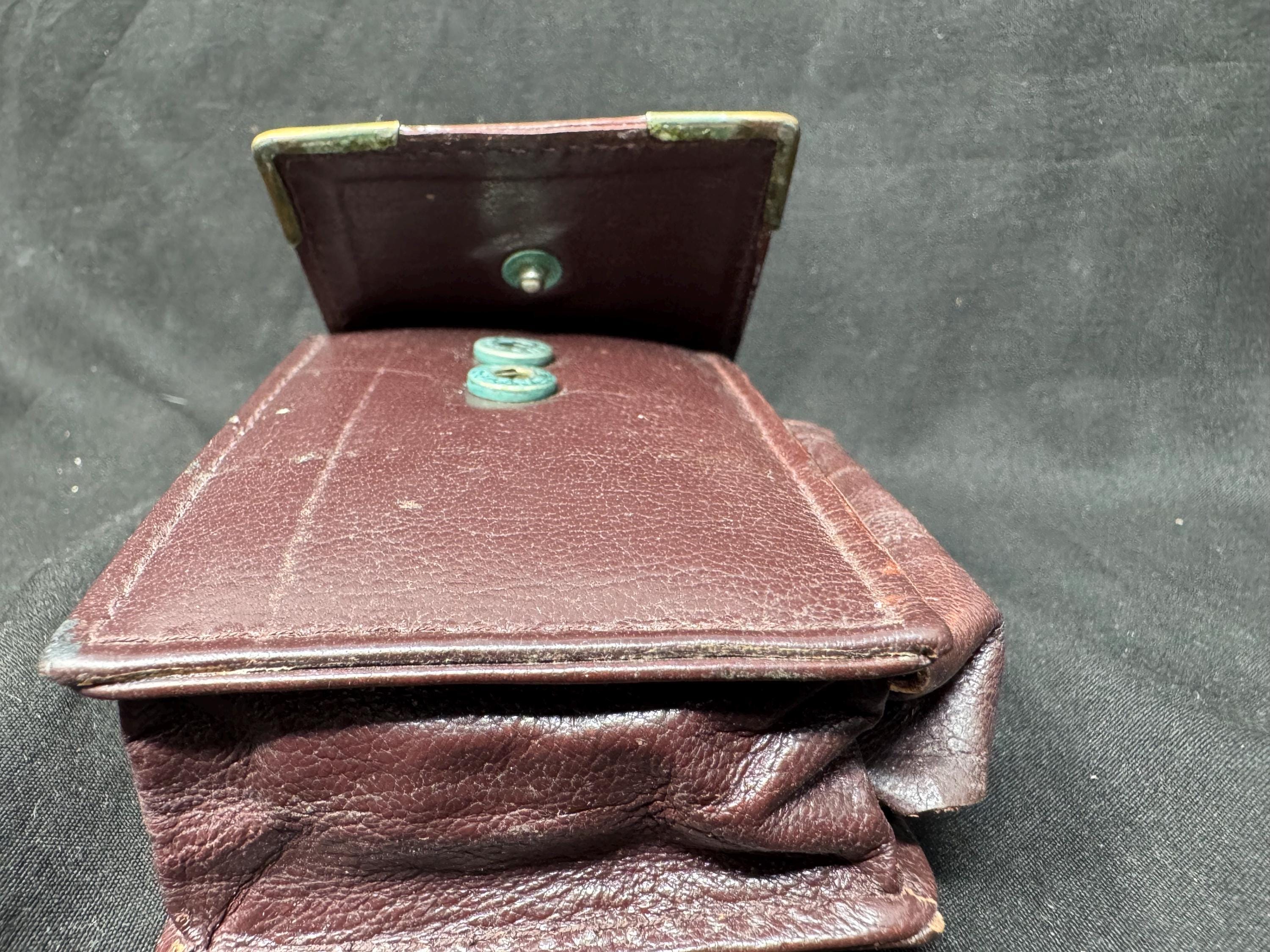 Vintage German Leather Cigarette Case with Lighter | Brass Star Detail | NOS 5