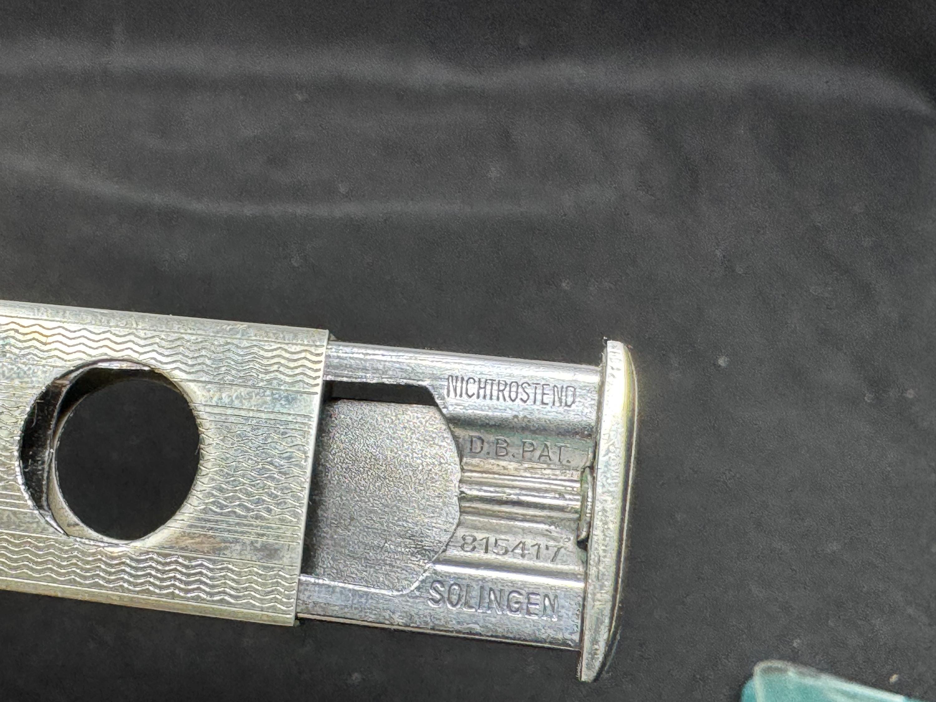 Donatus Solingen Nichtrostend D.B. Pat. 815417 Dual-Cut Cigar Cutter, circa 1951 8
