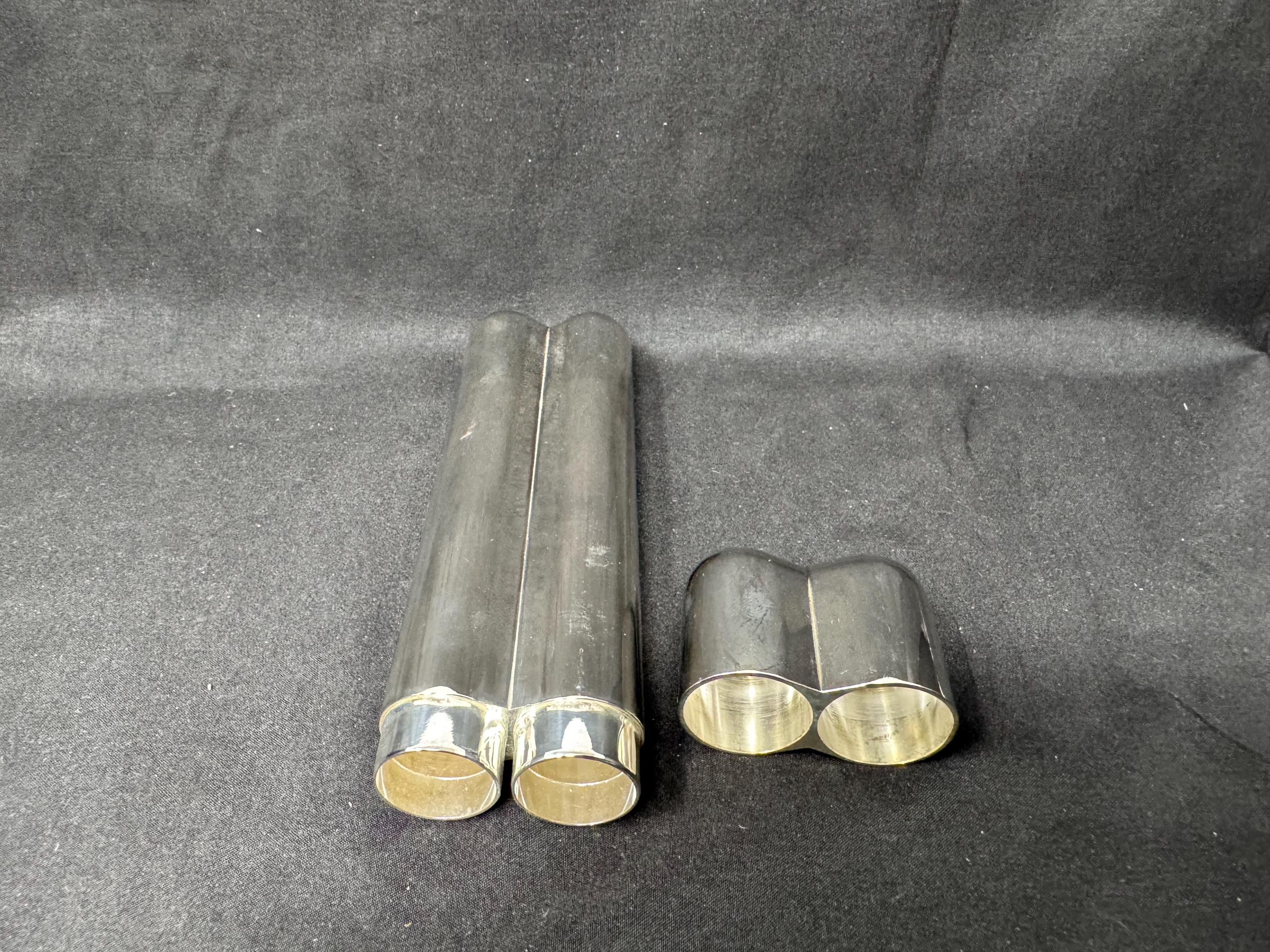Coltron Silver-Plated Dual Cigar Tube, Humidity Control System, c.1950s NOS 6