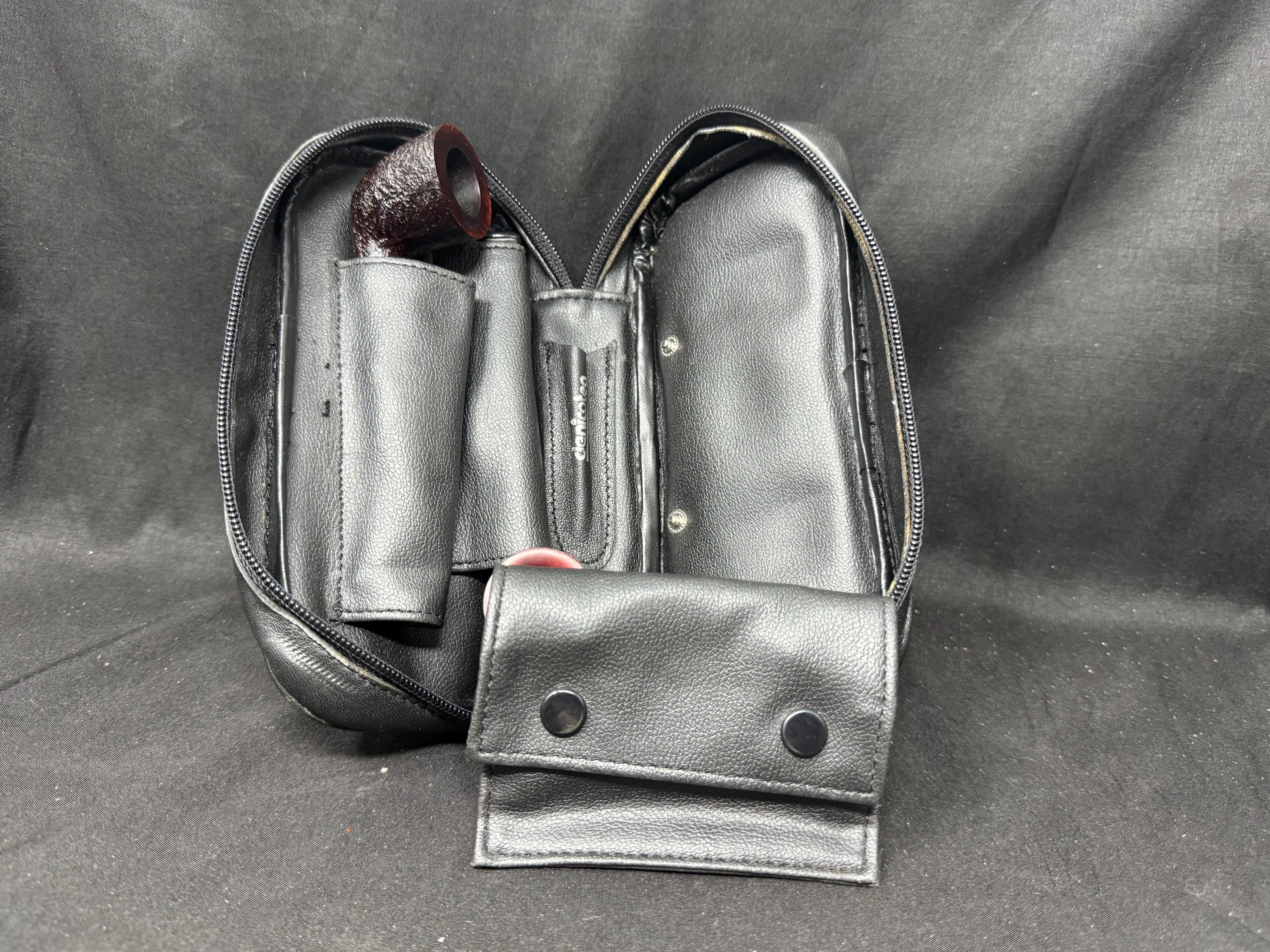 Vintage DENICOTEA German Leather 2-Pipe Bag | Modular Tobacco Kit NOS 2