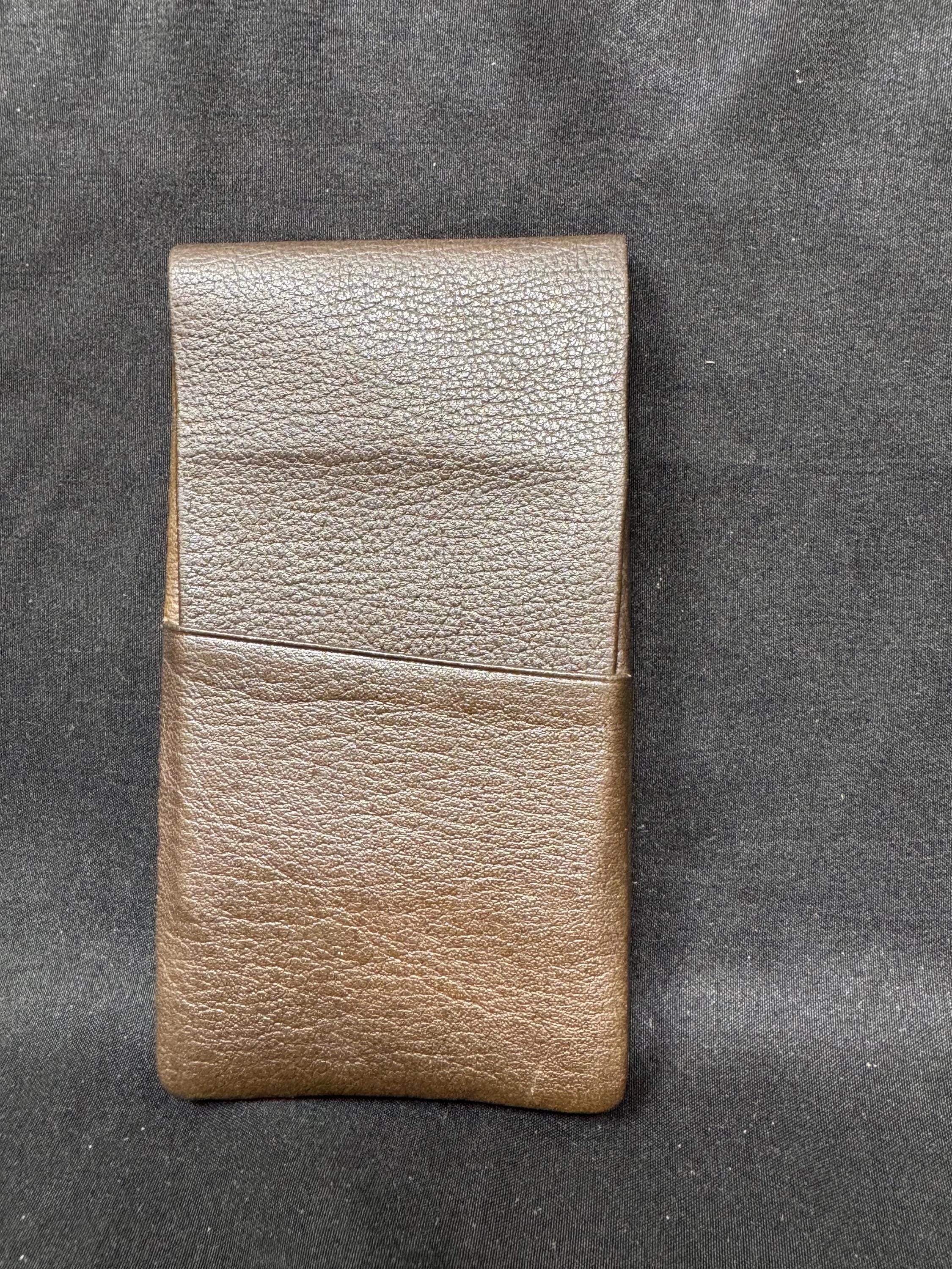 German Leather Cigar Case, 3-Slot Portable Travel Holder, Coffee Finish, c.1980s