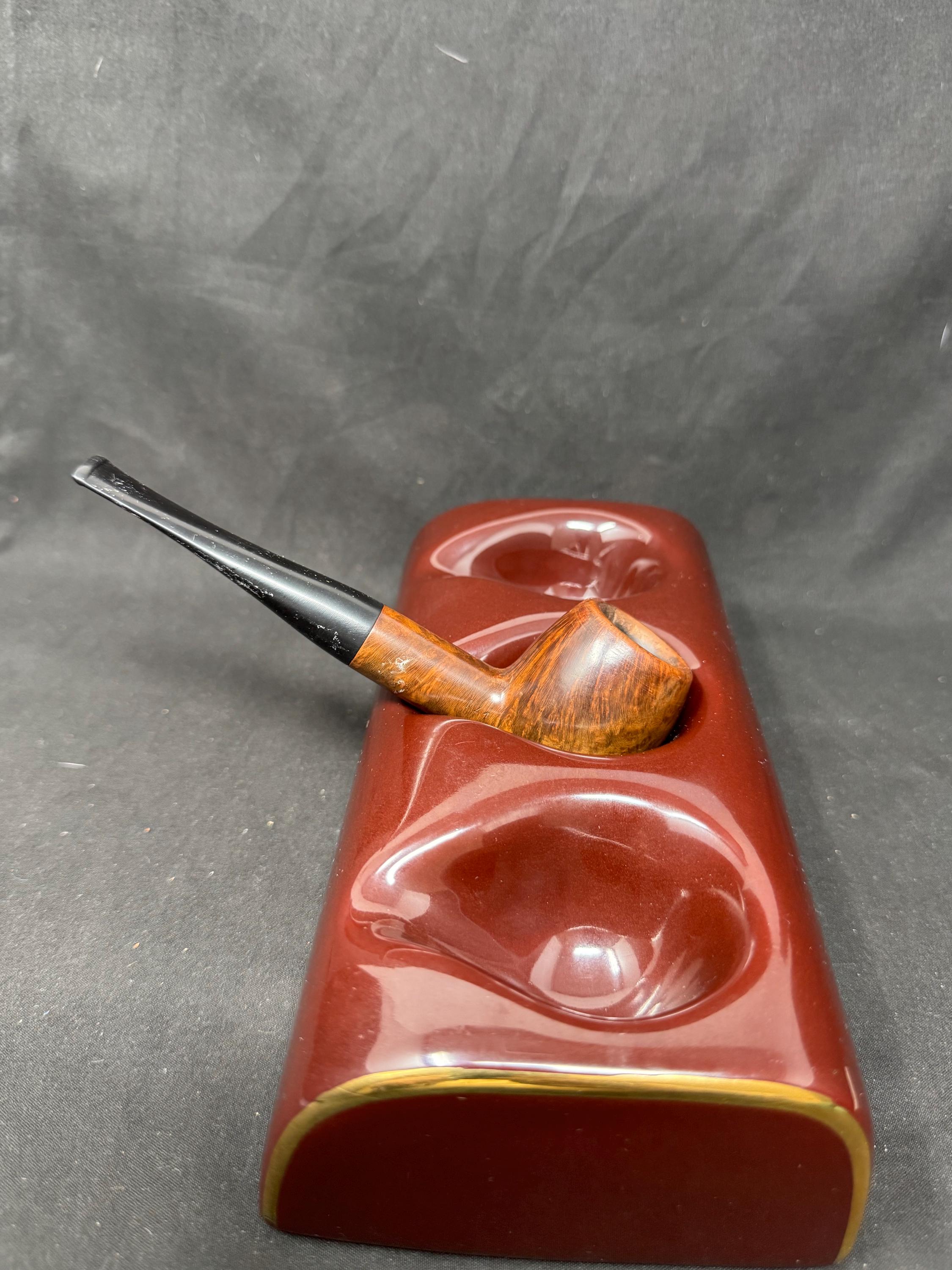 Art Deco Revival Chocolate Ceramic Triple Pipe Stand - New Old Stock NOS 10
