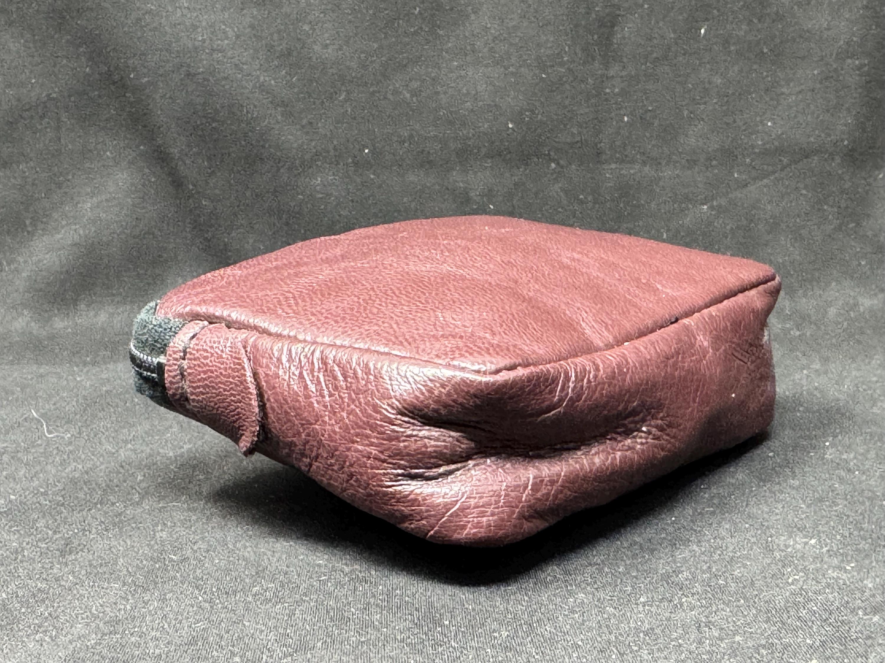 Vintage German Leather Tobacco Pouch | Slim Zippered Envelope, Coffee Brown 4
