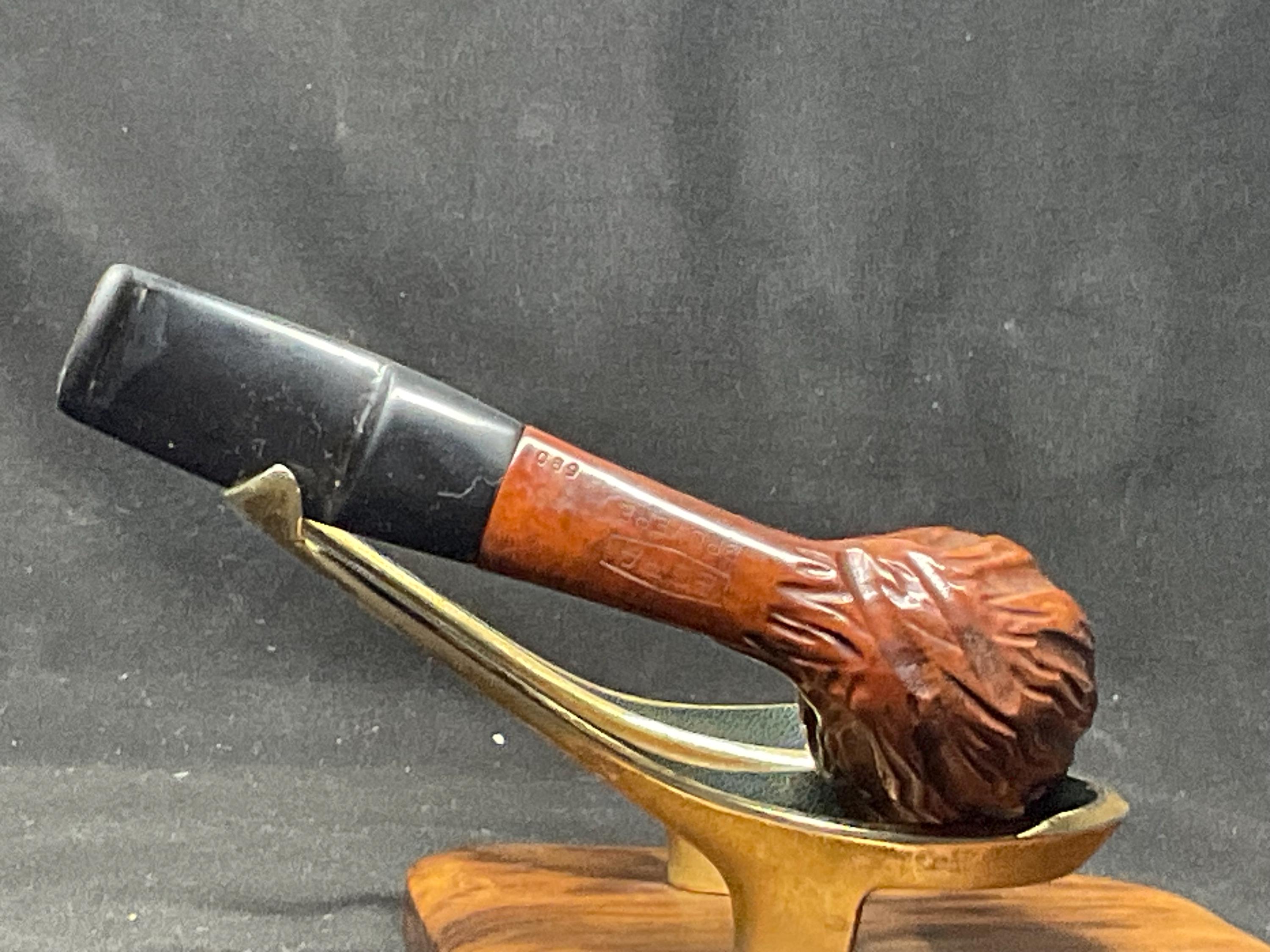 EGRA Hilson Line 680 Rusticated Panel Billiard Vulcanite Saddle Stem Belgian 4