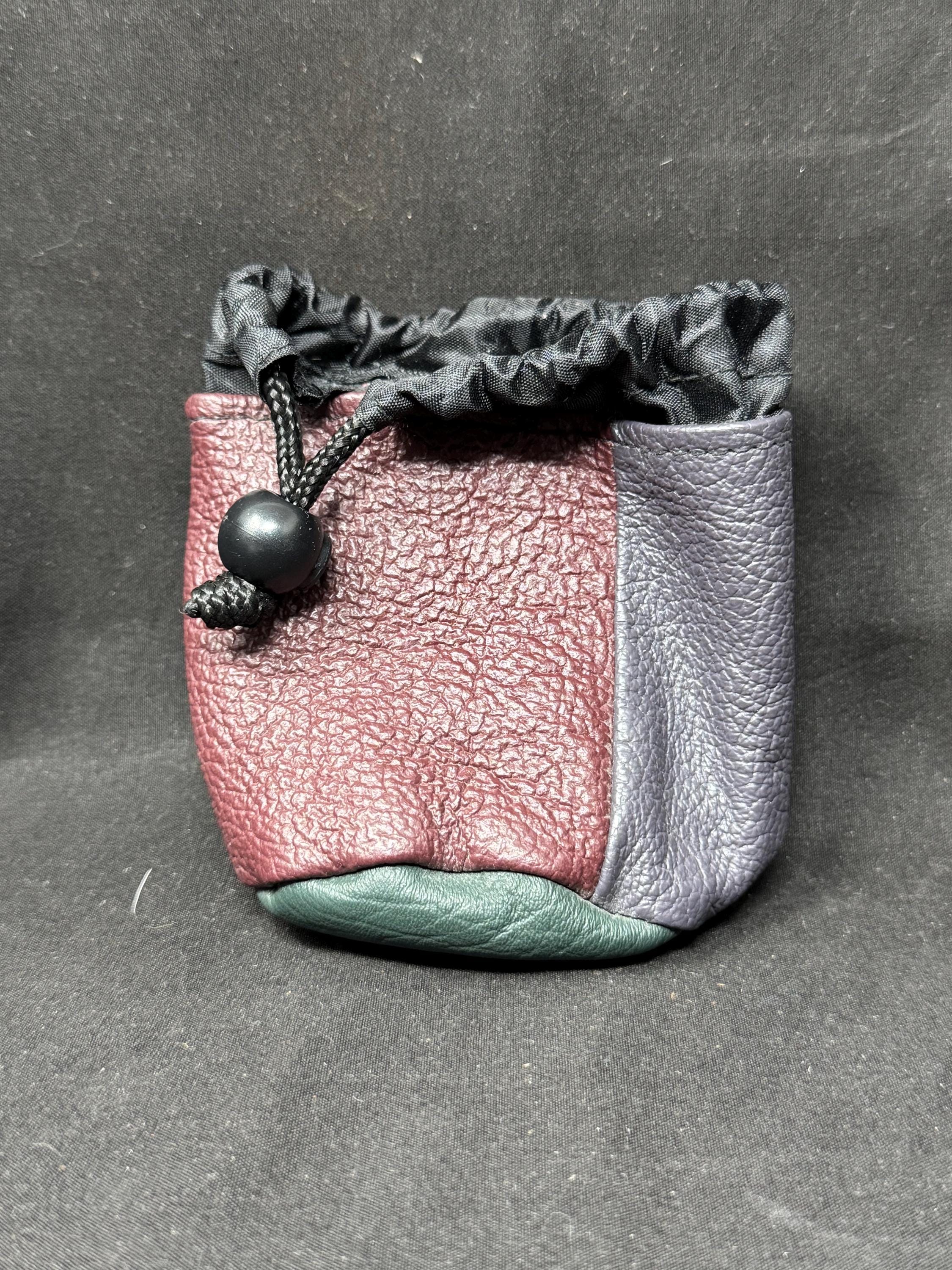 Antique-Style Multi-Color Leather Tobacco Pouch, Compact Travel Format c. 1920s-1950s 2