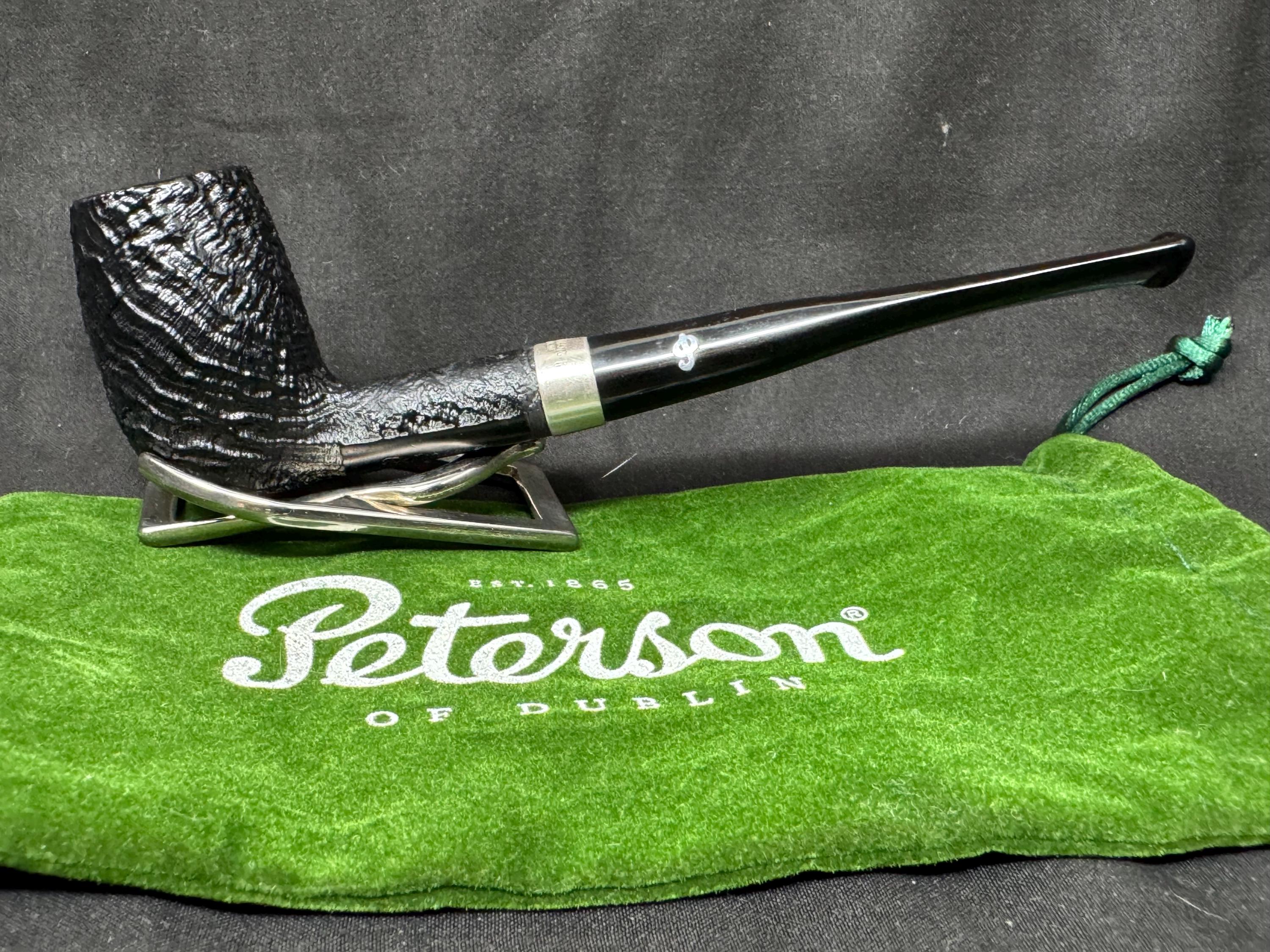 Irish Estates: Peterson Cara Sandblast (D5) Straight semi Chimney Bowl (Unsmoked) Tobacco Pipe.