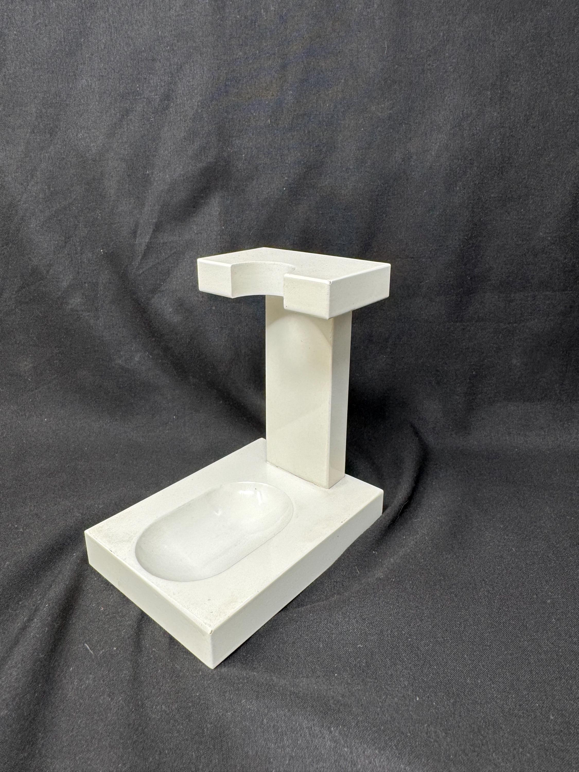 Mid-Century Modern Solitaire Pipe Stand - NOS Ivory White Glass Finish Architectural Display 9