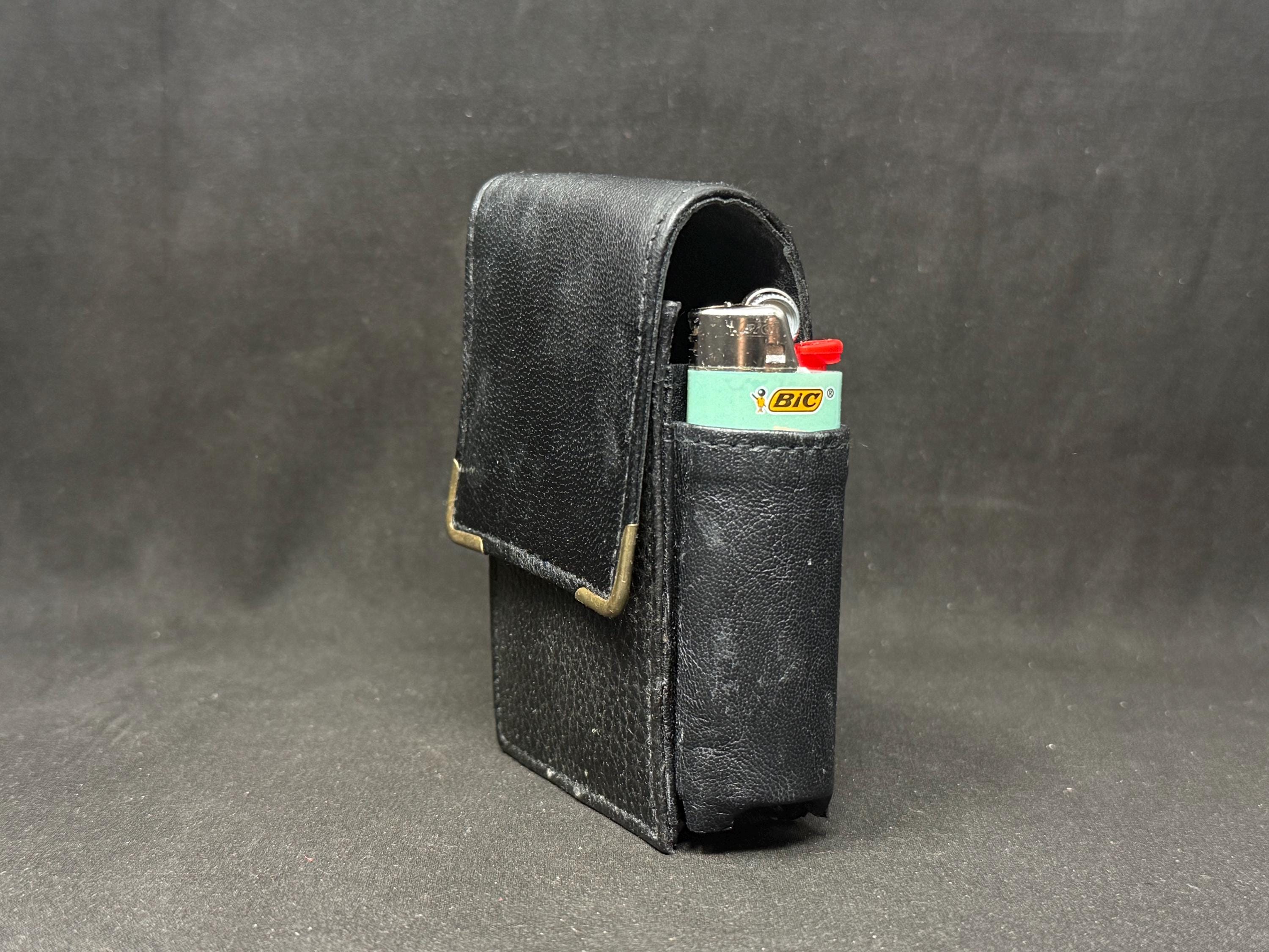 German Leather Cigarette & Lighter Case Set | Brass Star Detail | NOS 5