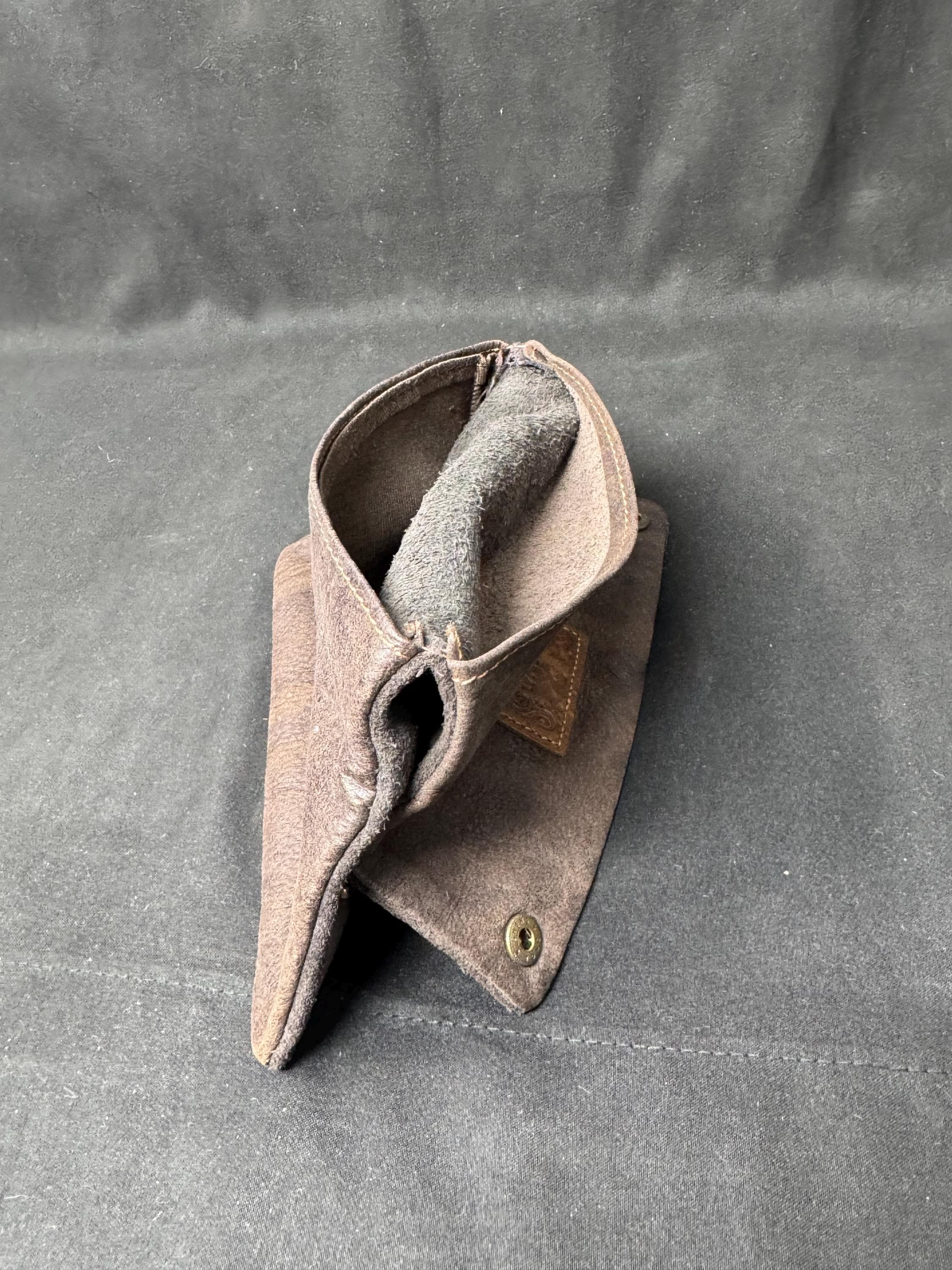 Vintage German Brown Leather Tobacco Pouch with Dual Tool Pockets, 6.5 x 3.5 inches 6