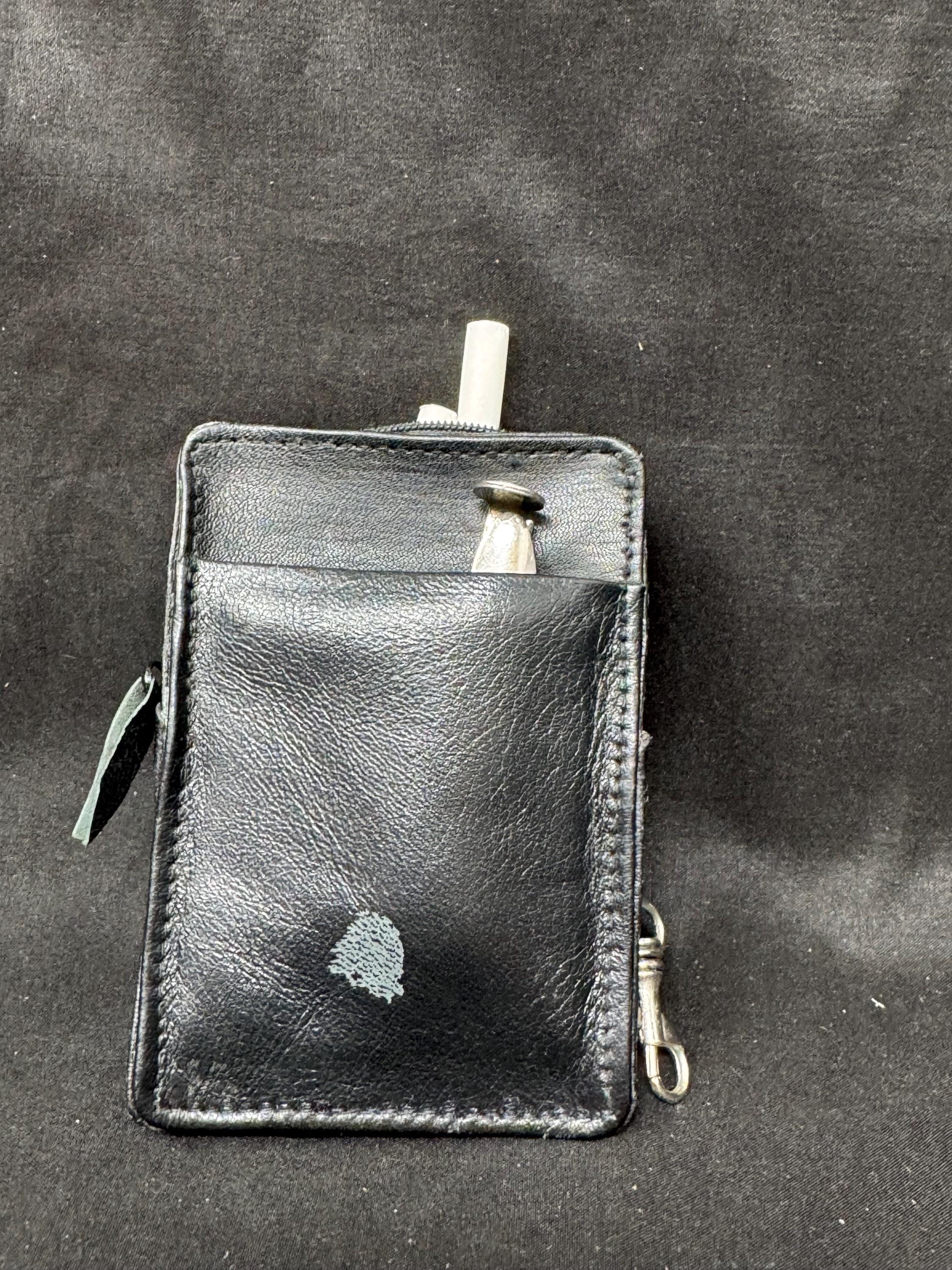 German Leather Cigarette & Essentials Holder - Vintage Tabakladen Stock - Black Genuine Leather 4