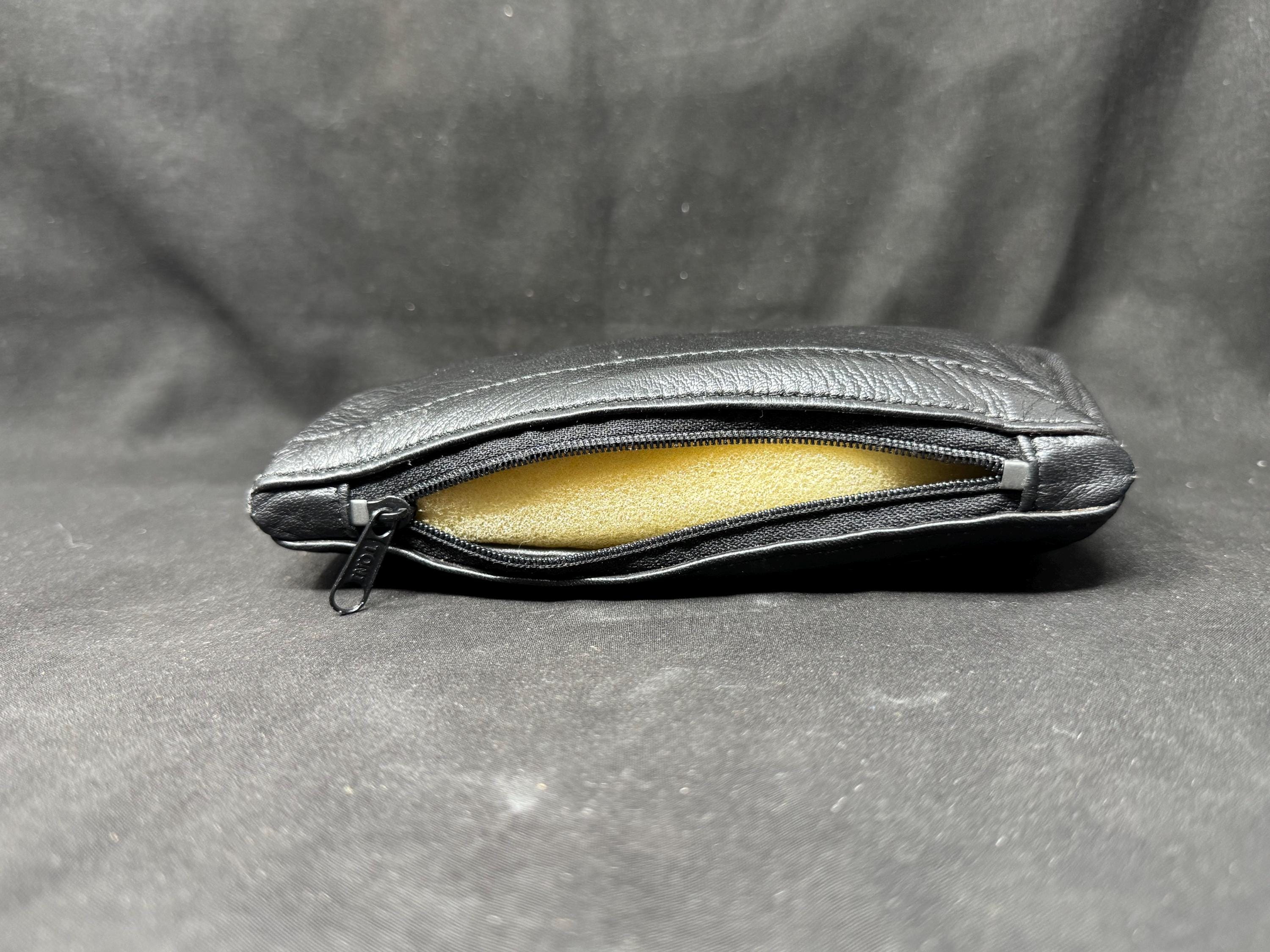 German Leather Tobacco Pouch, Minimalist Design, Smooth Coffee Leather, c. 1970s-1980s 6