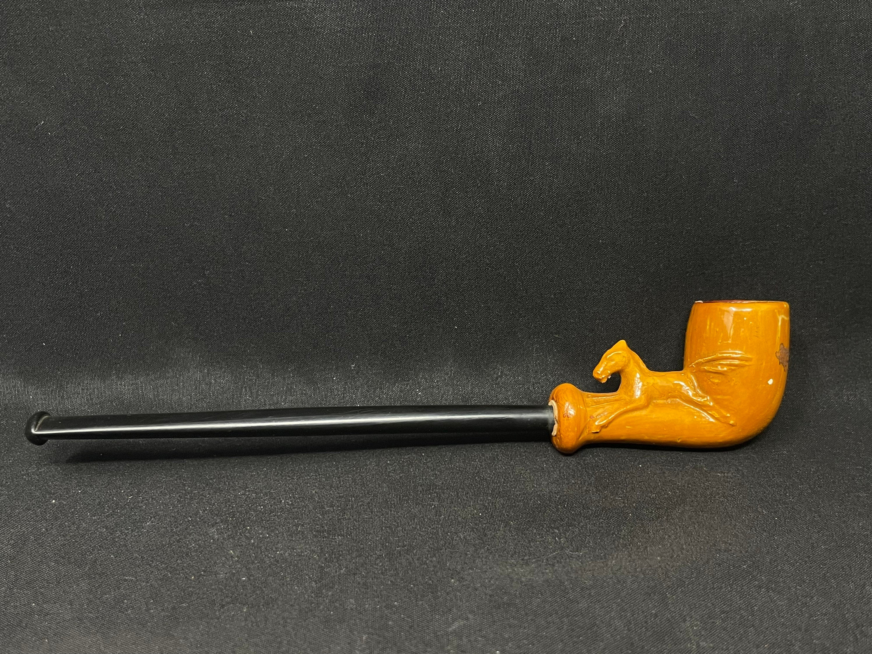 French Ceramic Mini Churchwarden Straight Billiard, Vulcanite Stem, Unsmoked 2