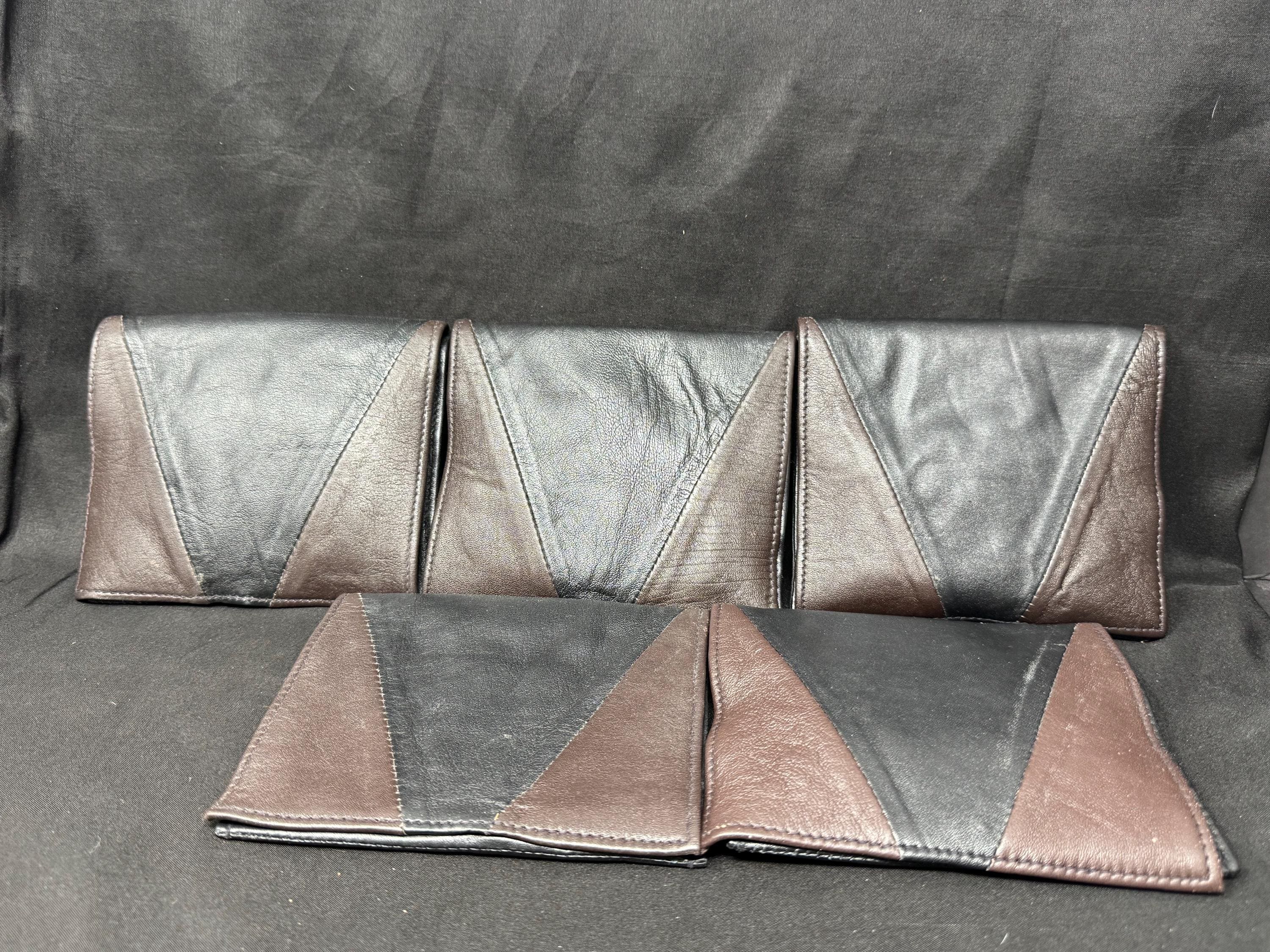 Vintage German Minimalist Two-Tone Leather Tobacco Pouch, NOS, circa 1970s-1980s