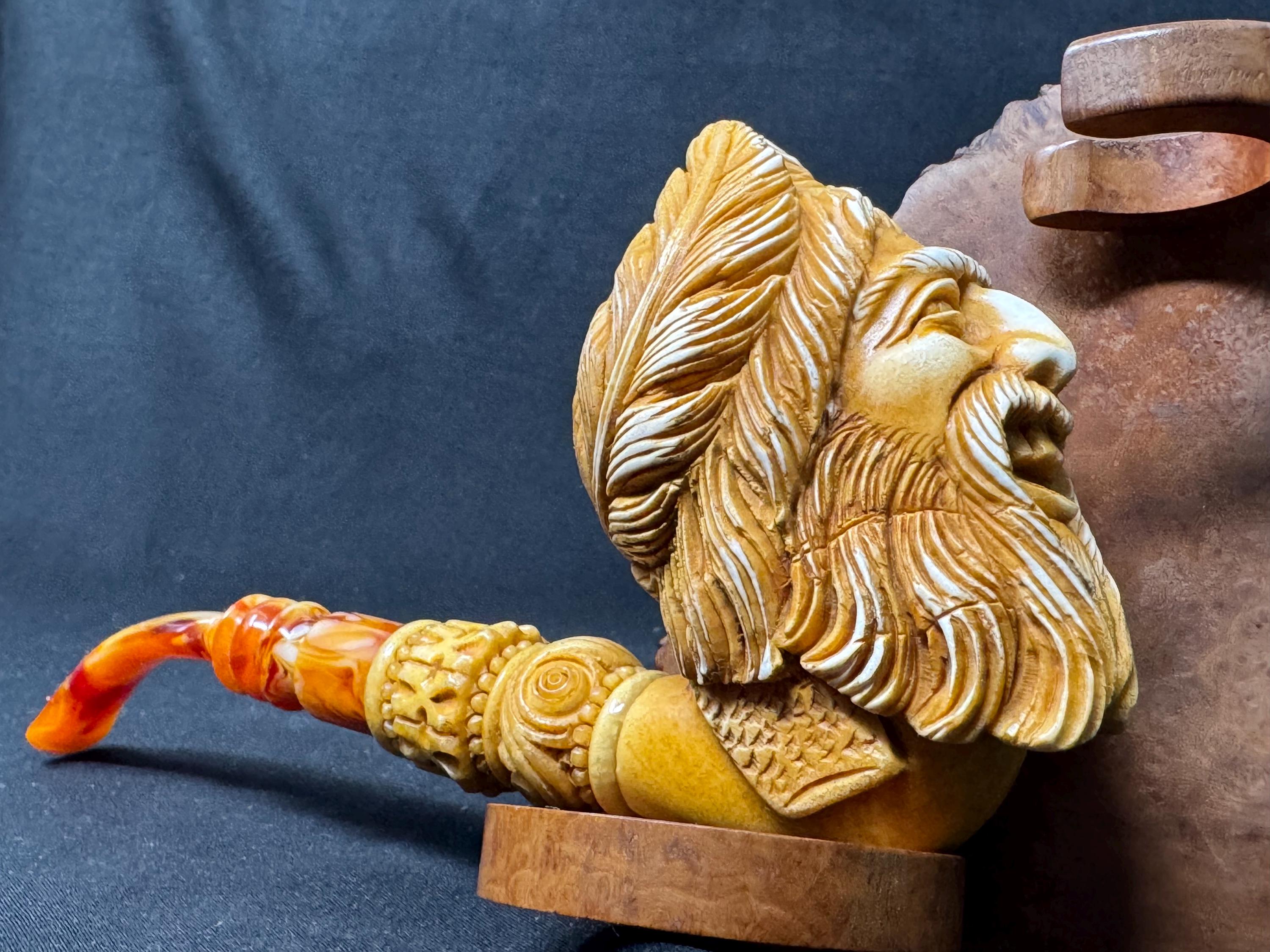 ALTAY Turkish Meerschaum Laughing Sultan Full Bent Lucite Stem 9