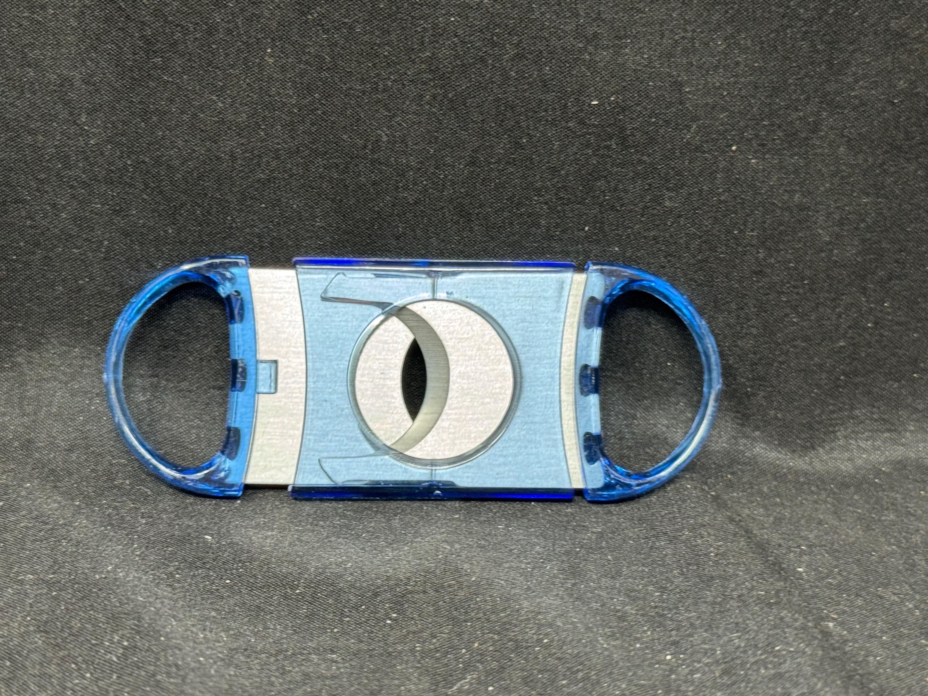 Mid-Century Translucent Blue Guillotine Cigar Cutter, 3 inch, Circa 1950s-1960s 4