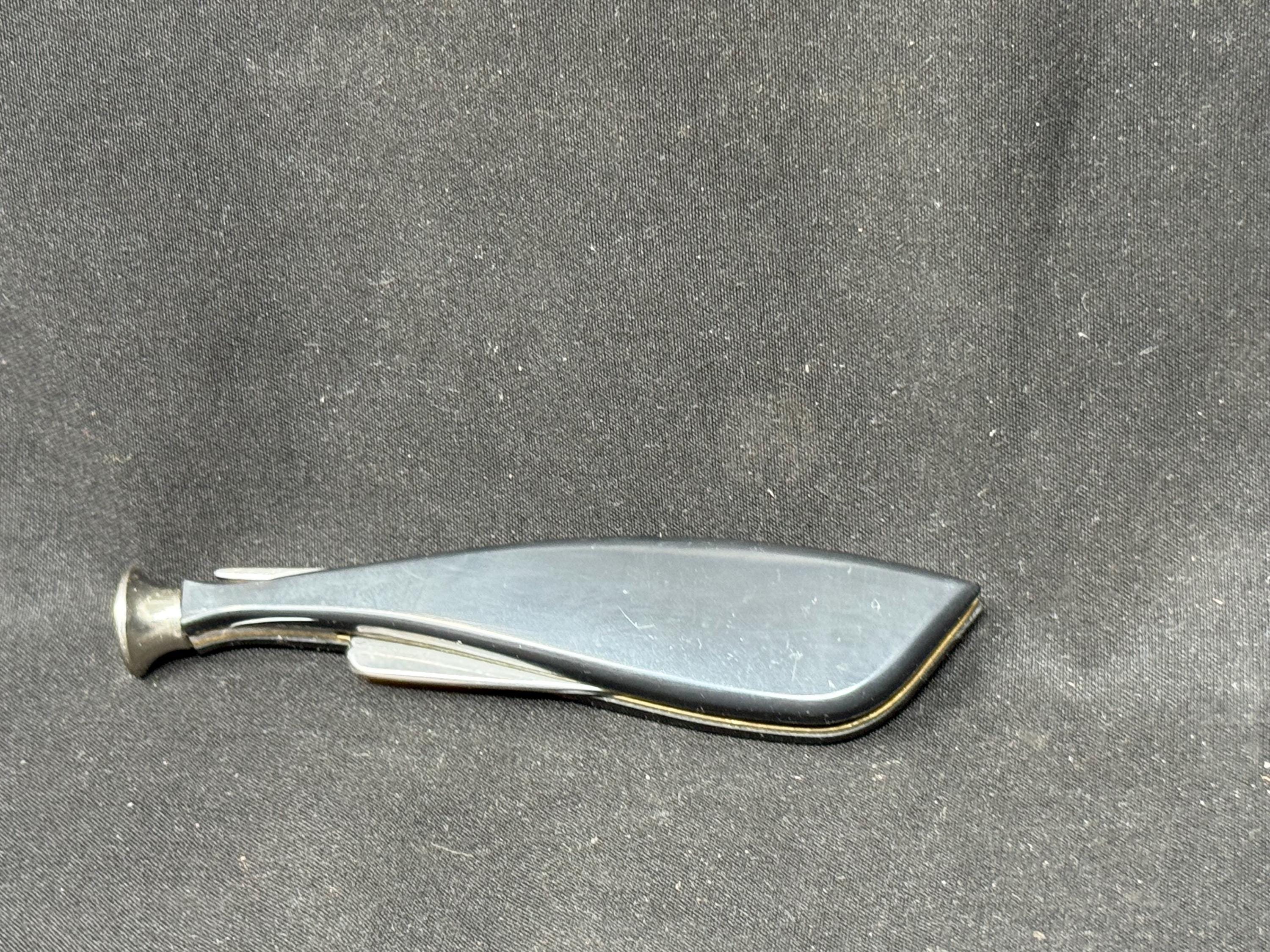 Vintage Modernist Pipe Tool | Three-In-One Black Acrylic Tamper Reamer | SKU-242 7
