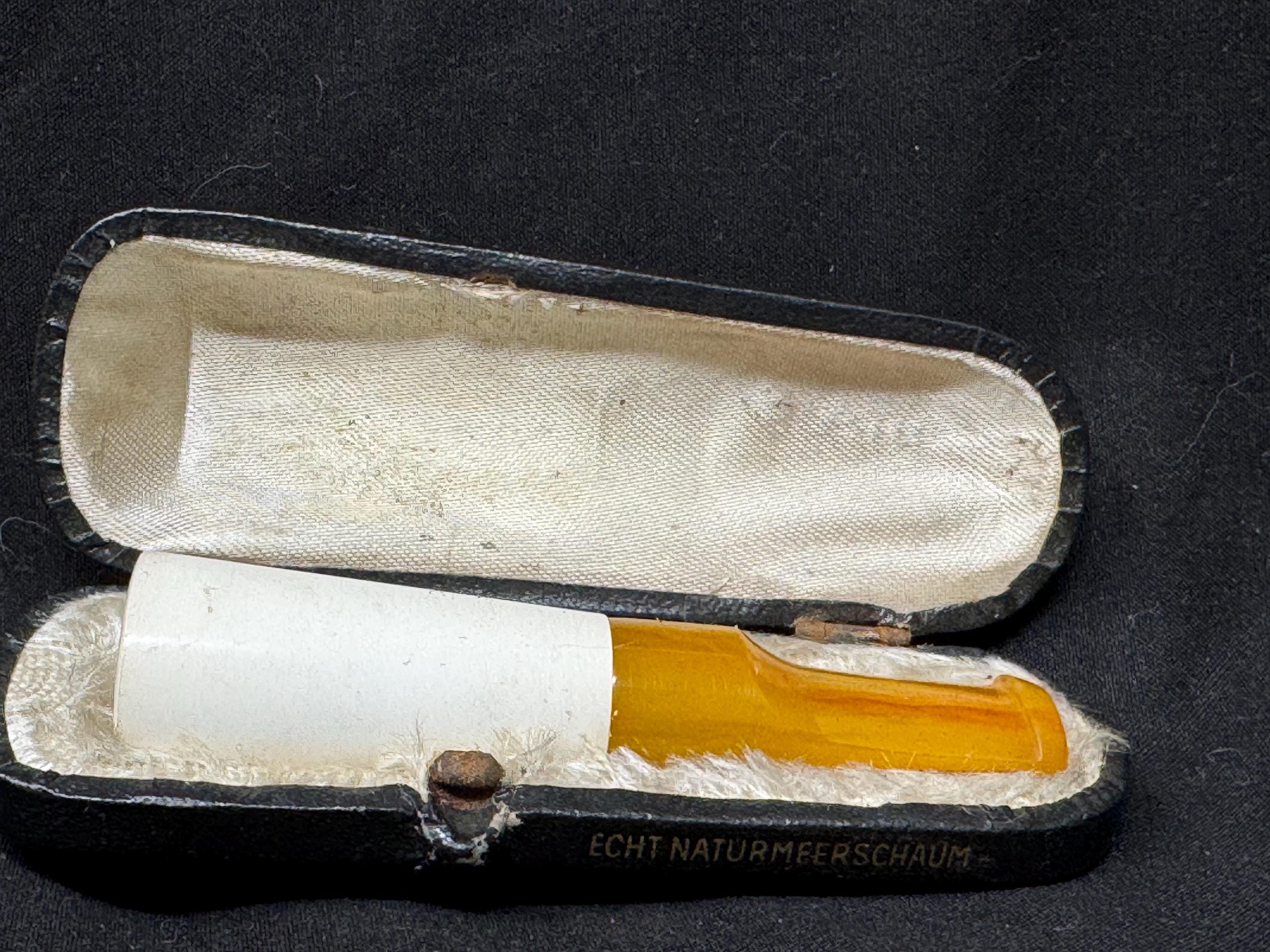 Smooth Meerschaum Cigar Holder - S. Yanik Style - with Antique Case. SKU-126 7