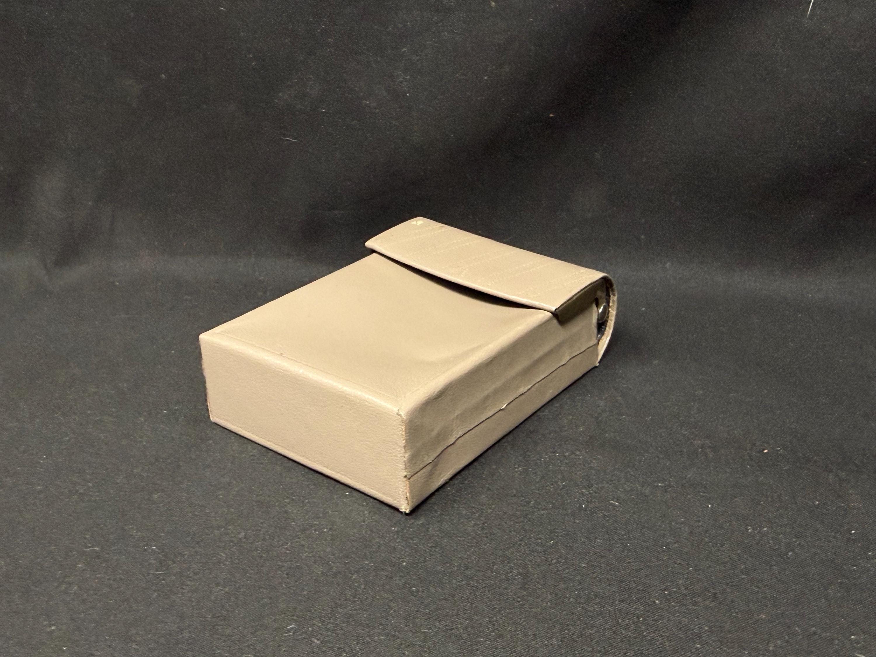 Vintage German Leather Metal Cigarette Case Hard Shell with Metal Plates Hinges 3