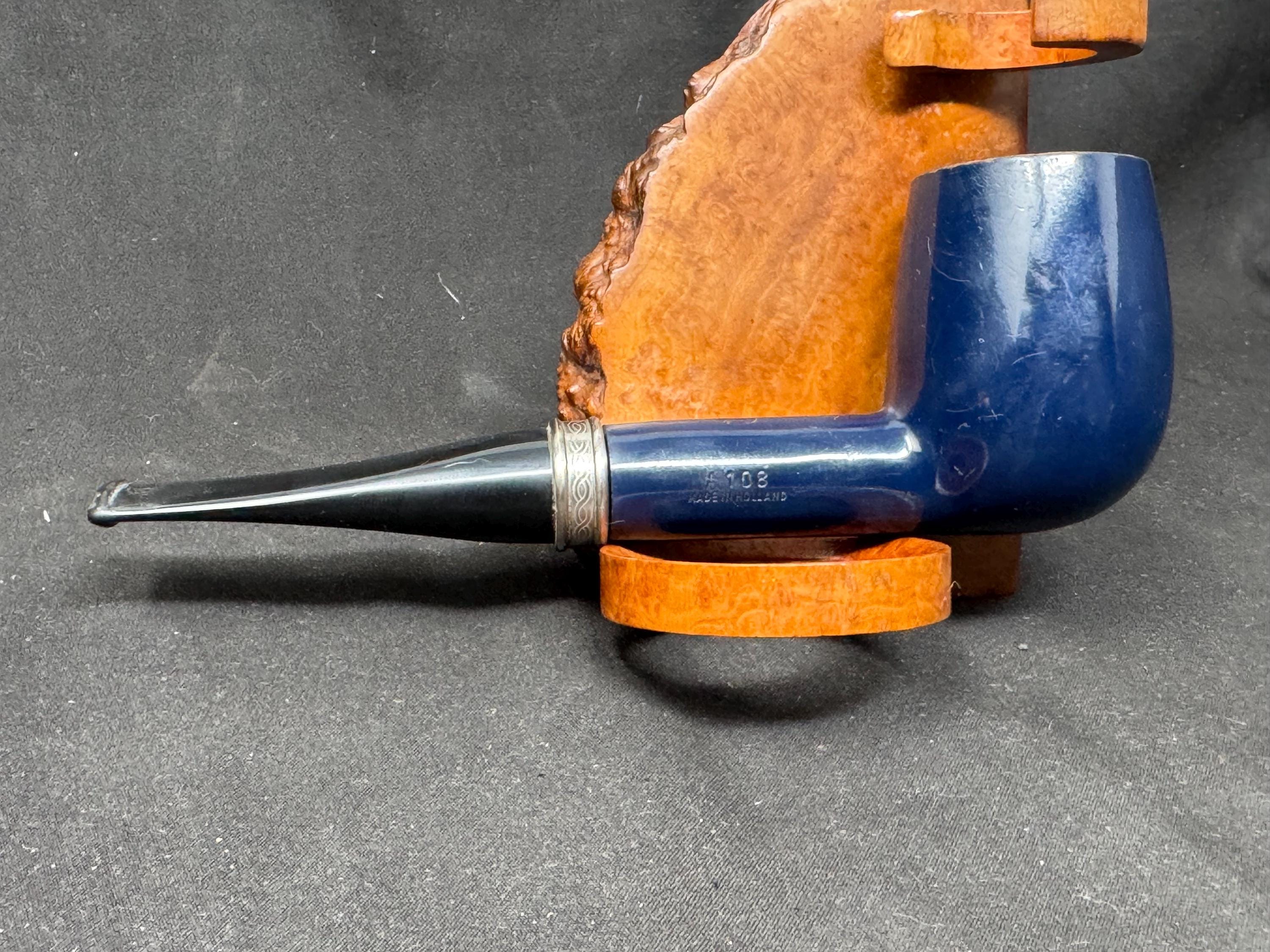 Hilson A 108 Sapphire Blue Smooth Straight Billiard Dutch Estate Pipe 3