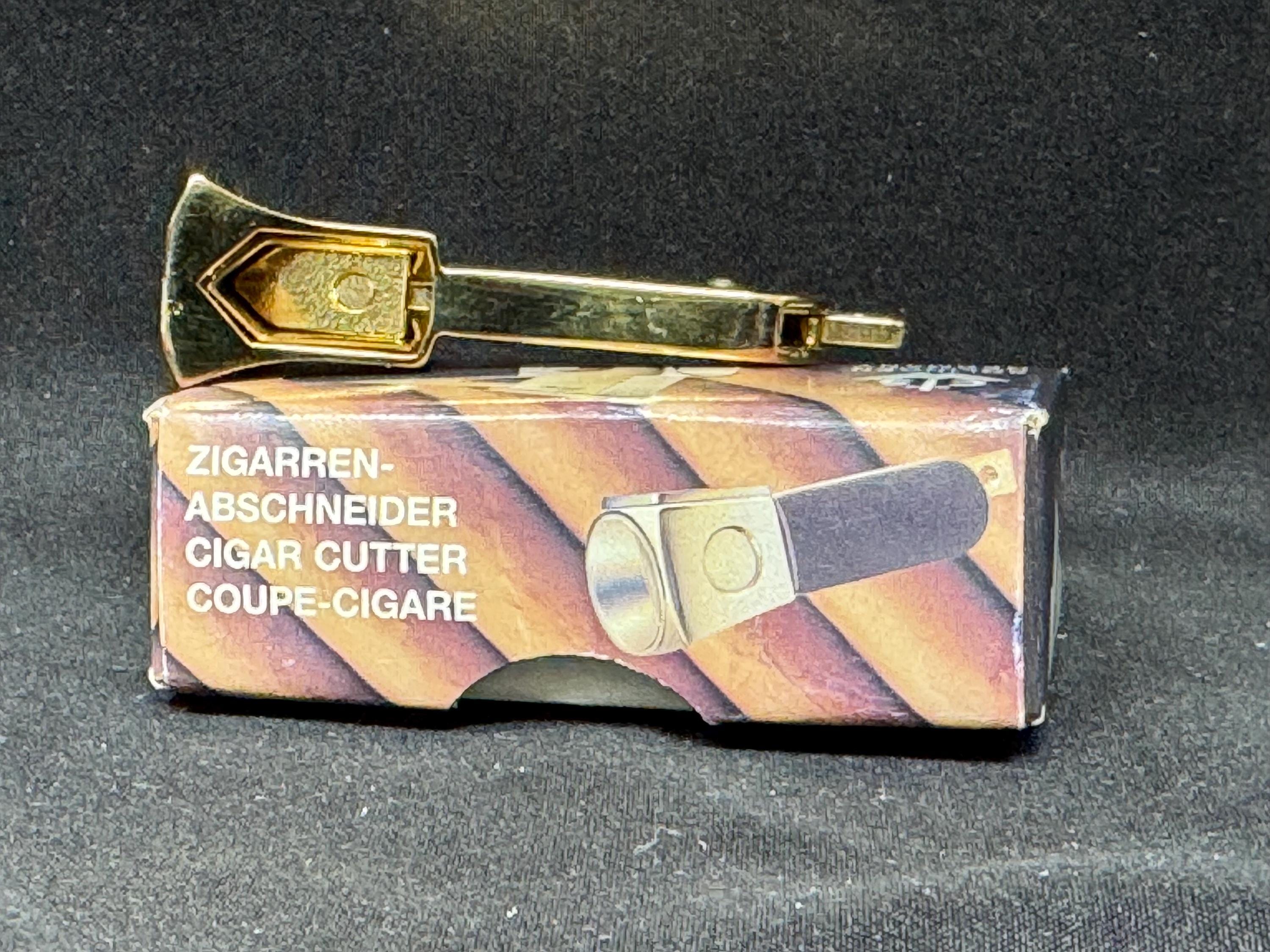 CTS Solingen Gold-Tone Mini V-Cut Cigar Cutter, 1950s-60s NOS 2