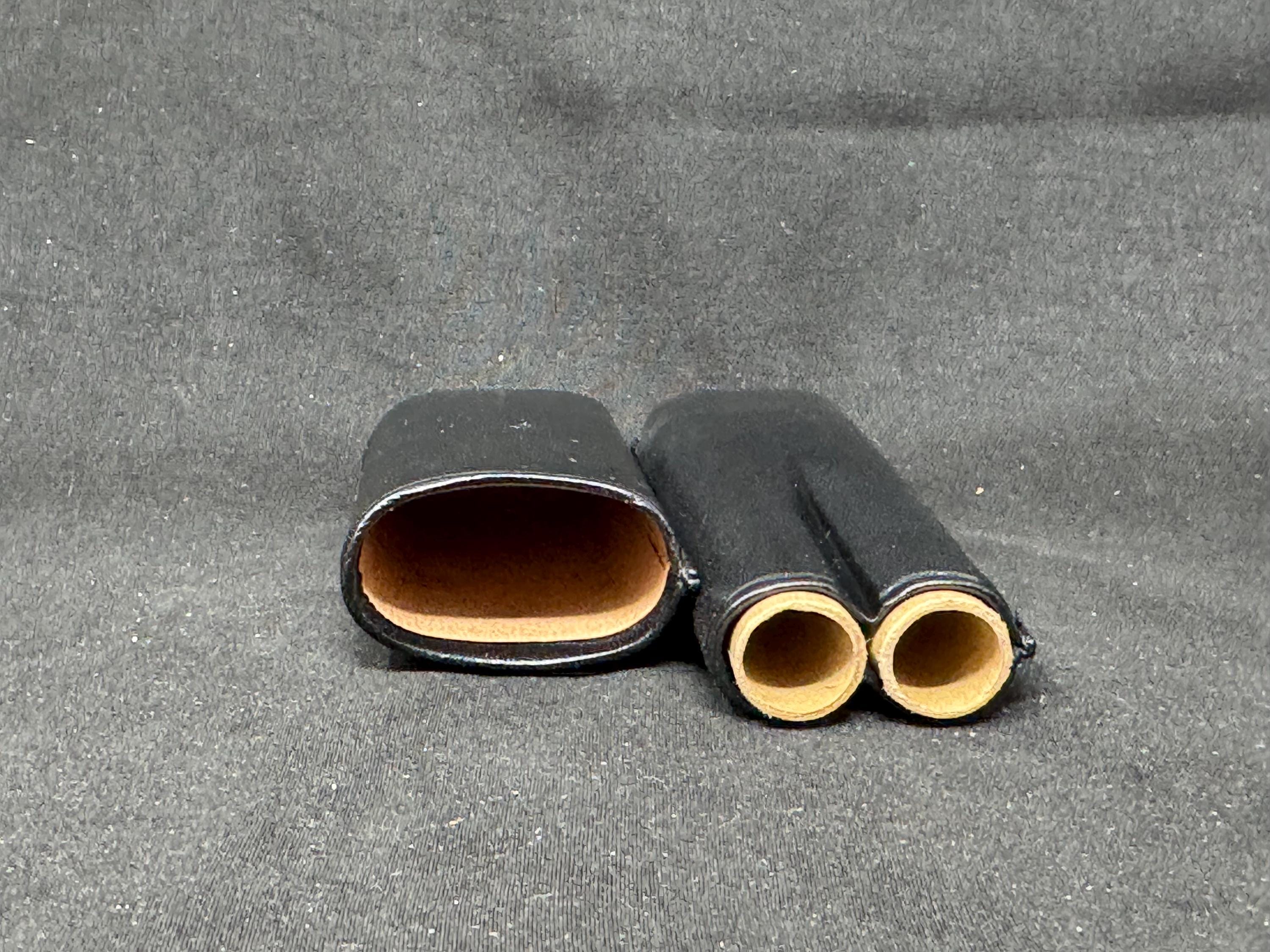 German Hard Leather Dual-Chamber Travel Case | Anonymous Atelier, Circa 1950s | Archival Tube System 5