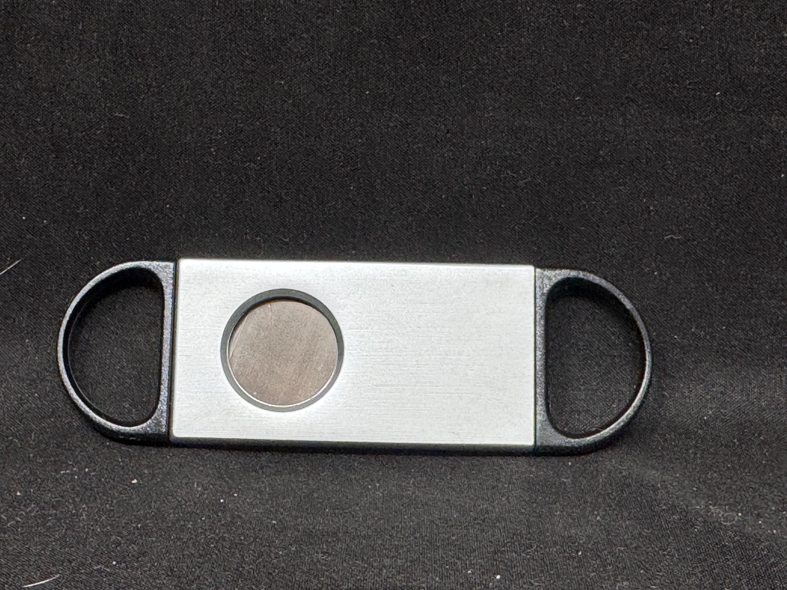 Mid-Century Translucent Blue Guillotine Cigar Cutter | 3-Inch Space-Age Design 4